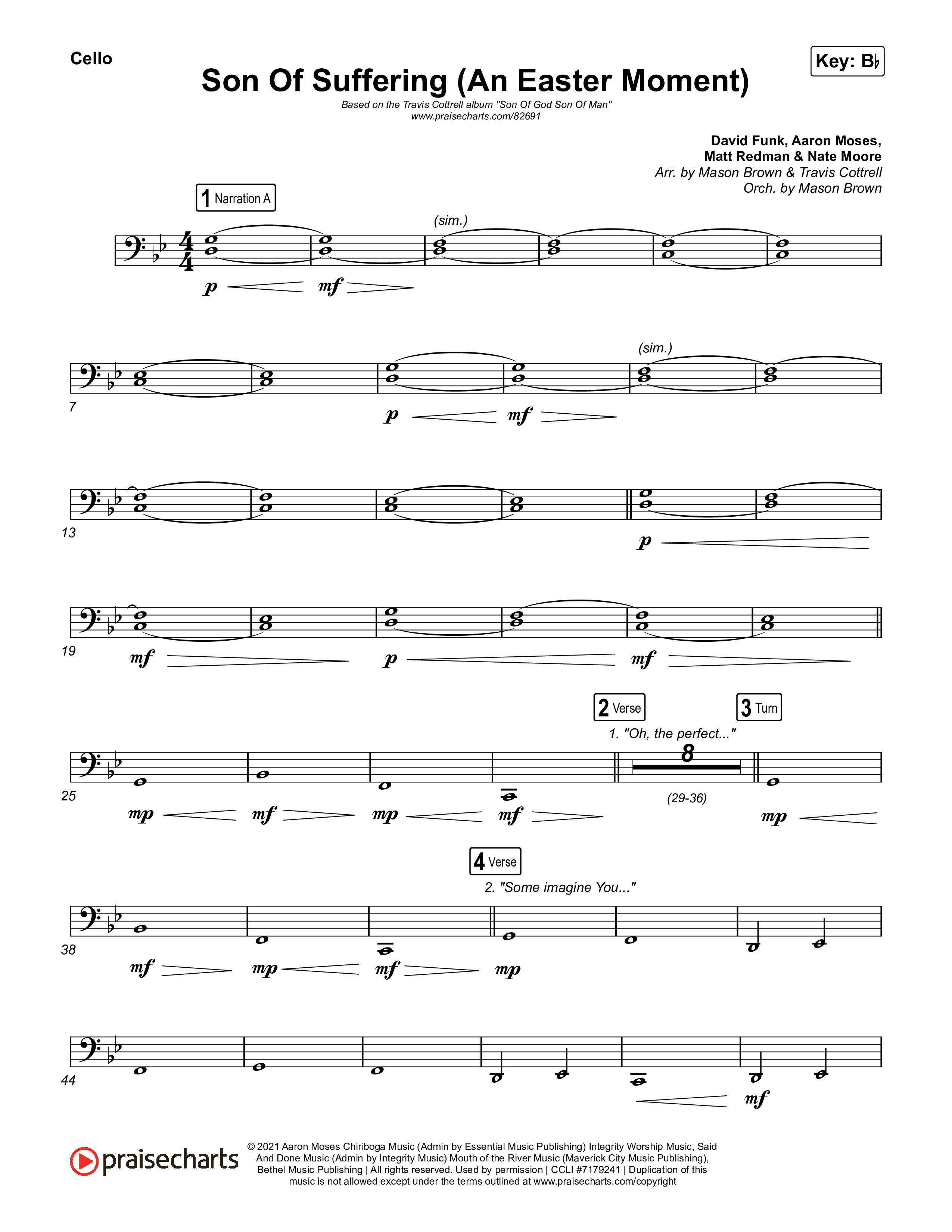 Son Of Suffering (An Easter Moment) (Choral/SATB) Cello (Travis Cottrell / Arr. Mason Brown)
