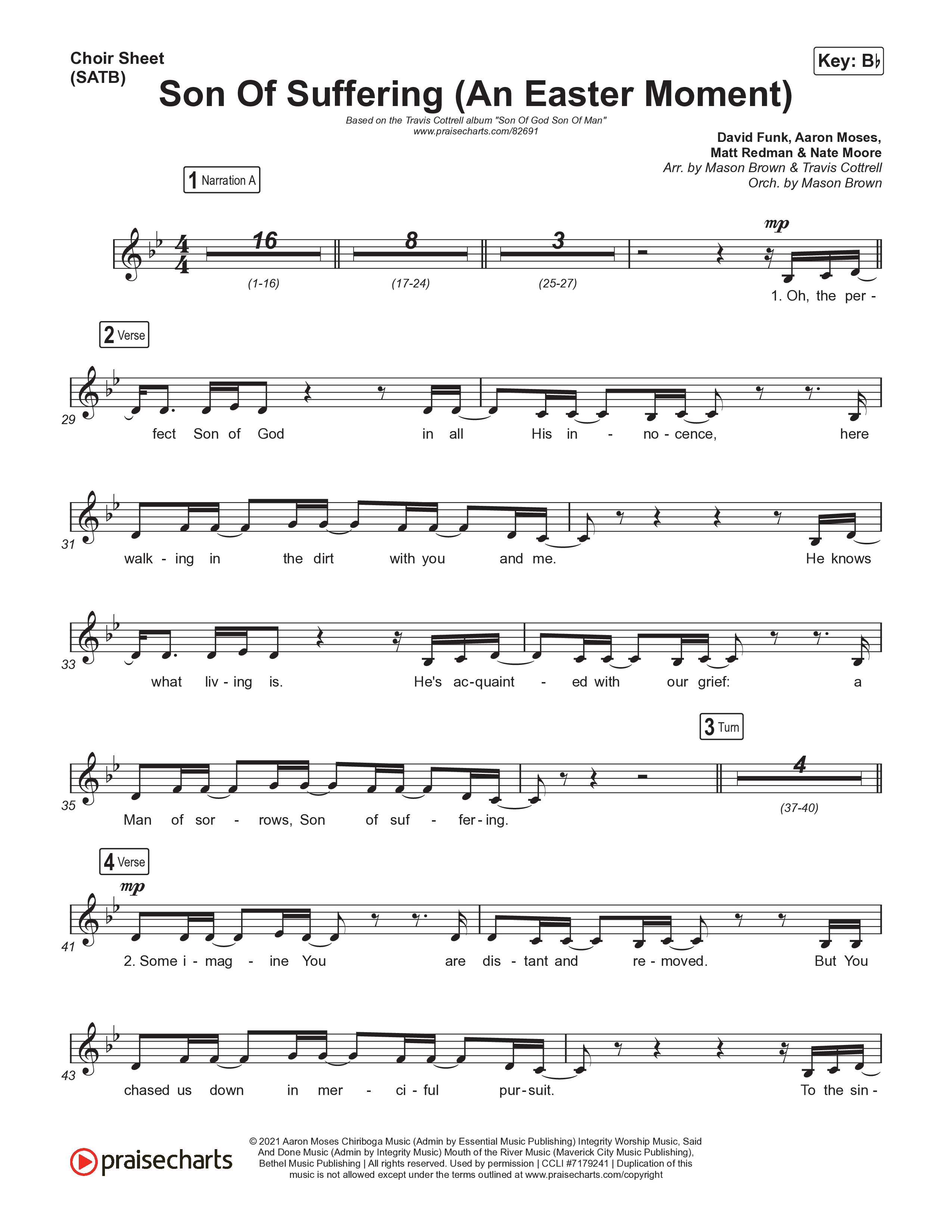 Son Of Suffering (An Easter Moment) (Choral/SATB) Choir Sheet (SATB) (Travis Cottrell / Arr. Mason Brown)
