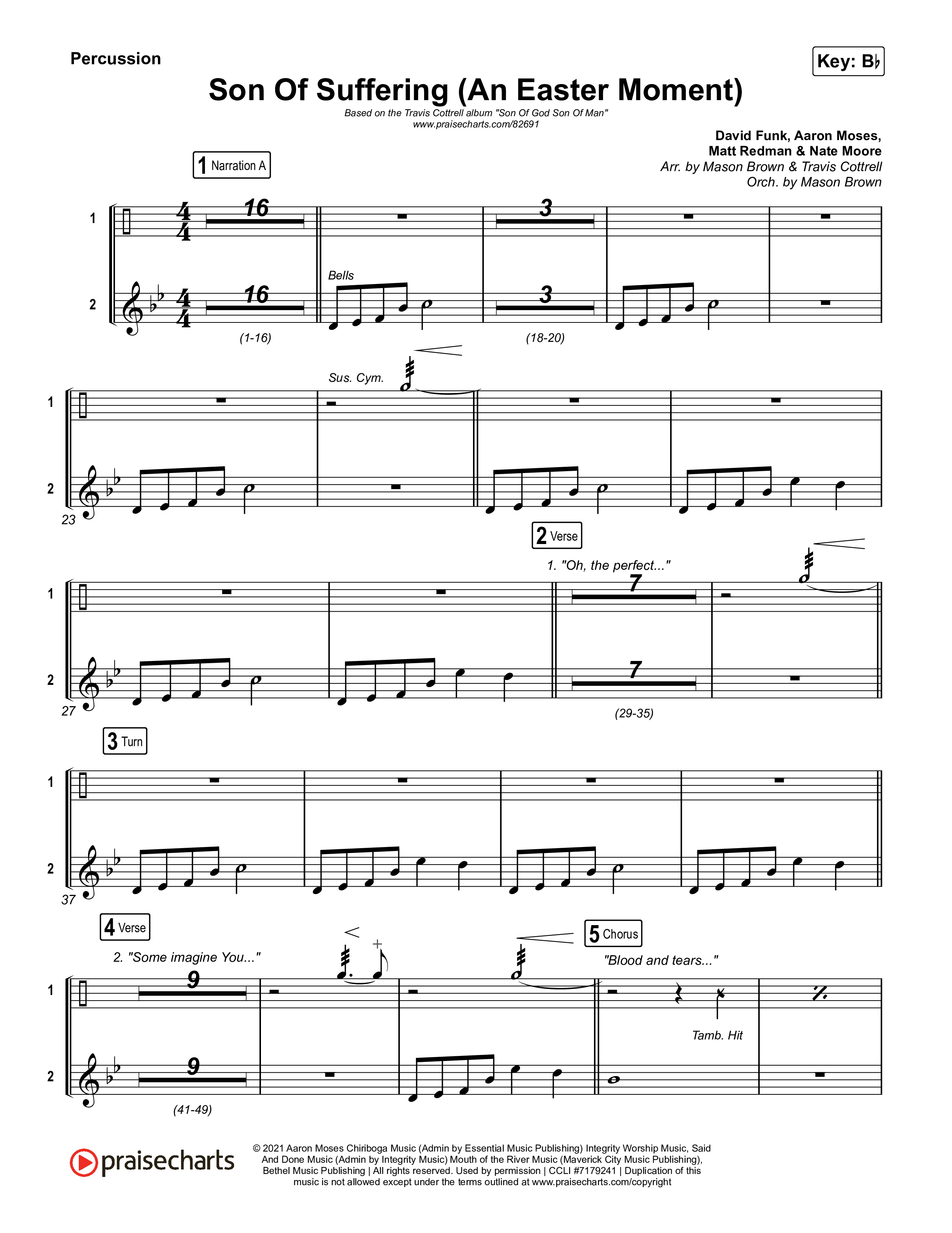 Son Of Suffering (An Easter Moment) Percussion (Travis Cottrell / Arr. Mason Brown)