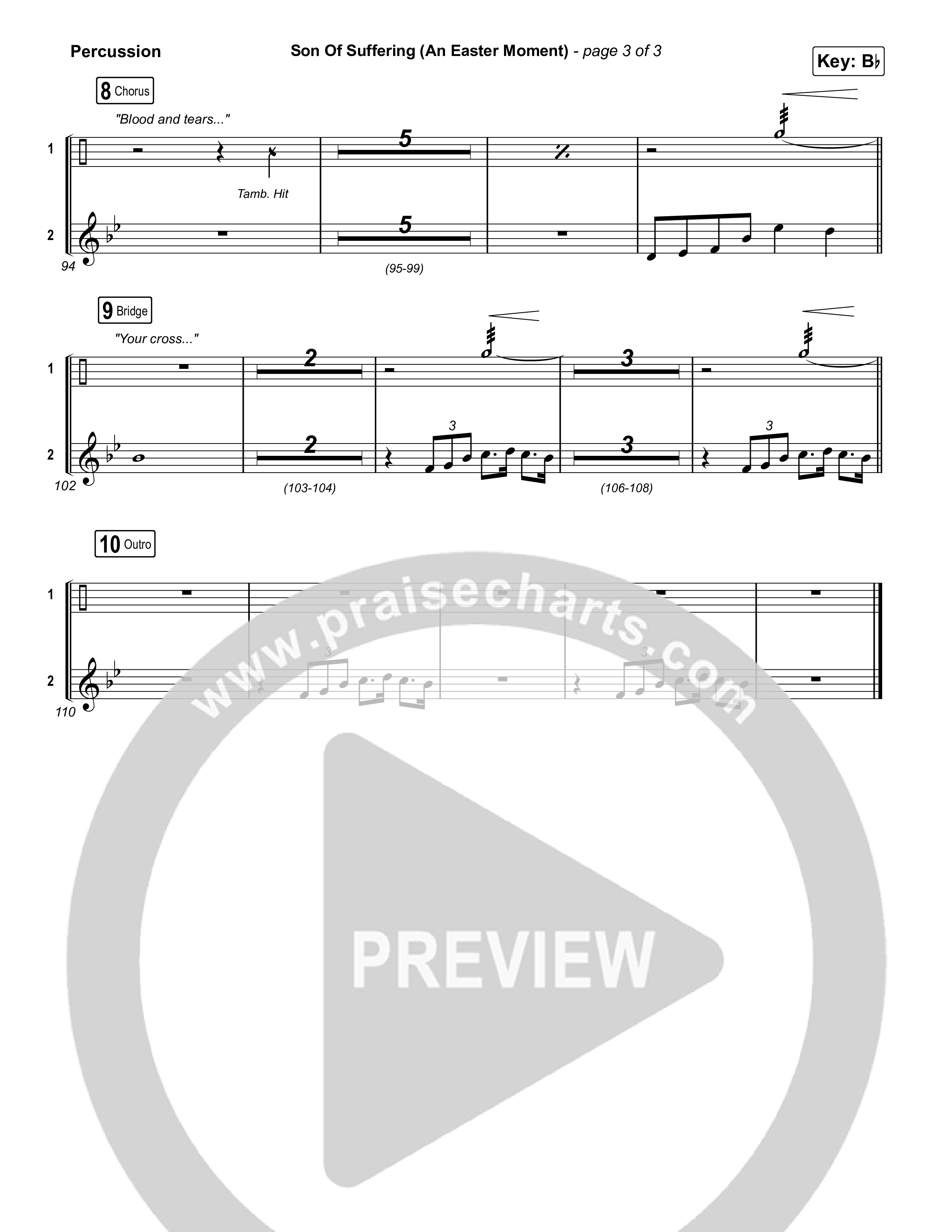 Son Of Suffering (An Easter Moment) (Choral/SATB) Percussion (Travis Cottrell / Arr. Mason Brown)