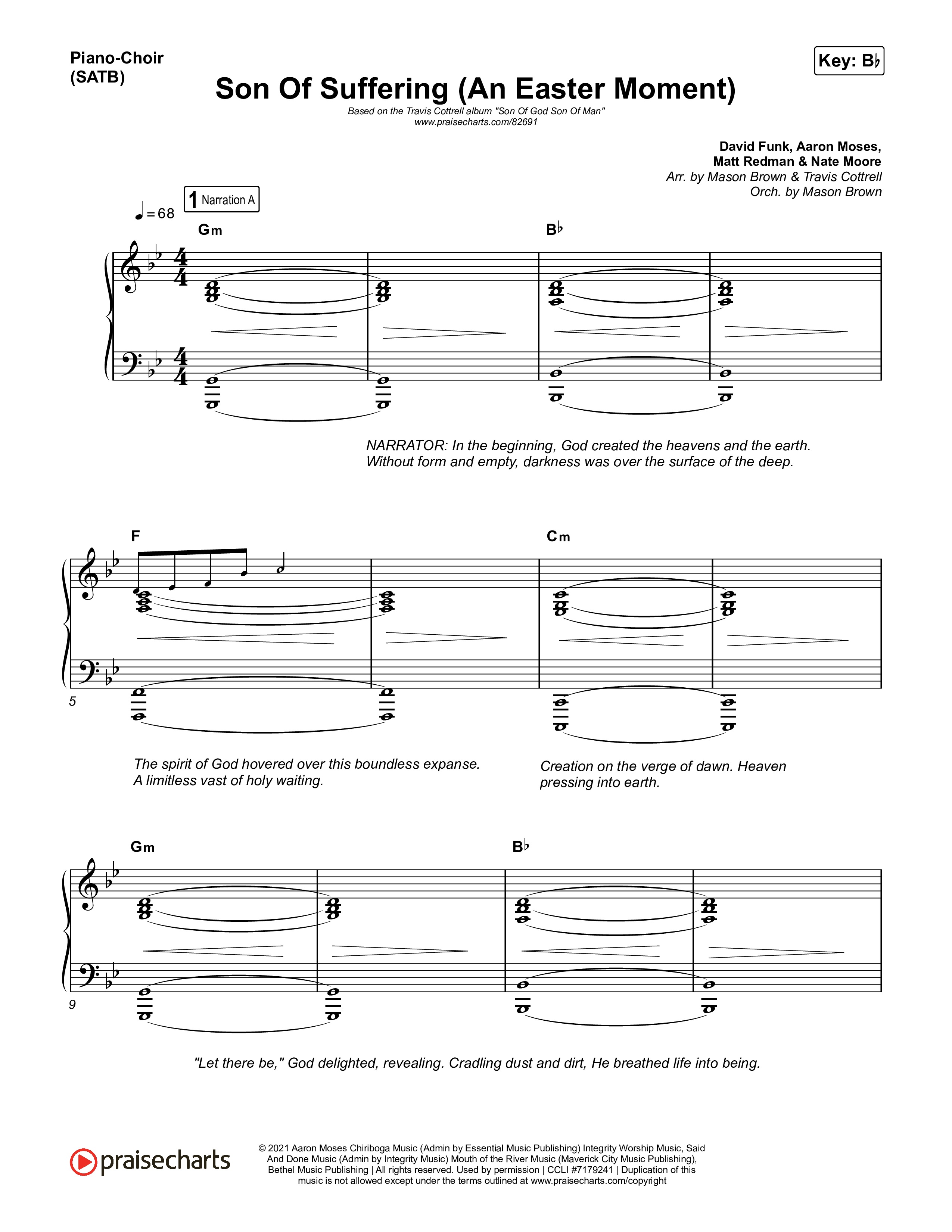 Son Of Suffering (An Easter Moment) Piano/Vocal (SATB) (Travis Cottrell / Arr. Mason Brown)