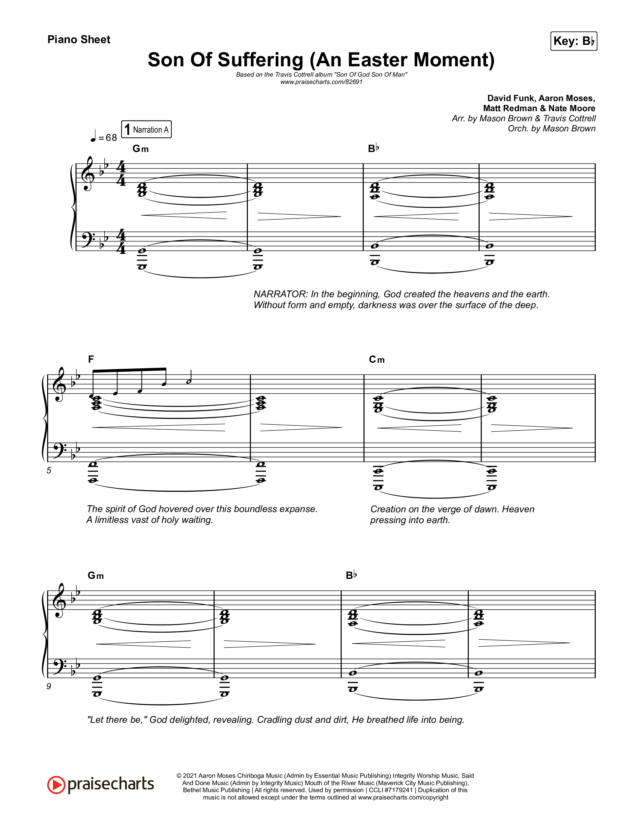 Son Of Suffering (An Easter Moment) Piano Sheet (Travis Cottrell / Arr. Mason Brown)
