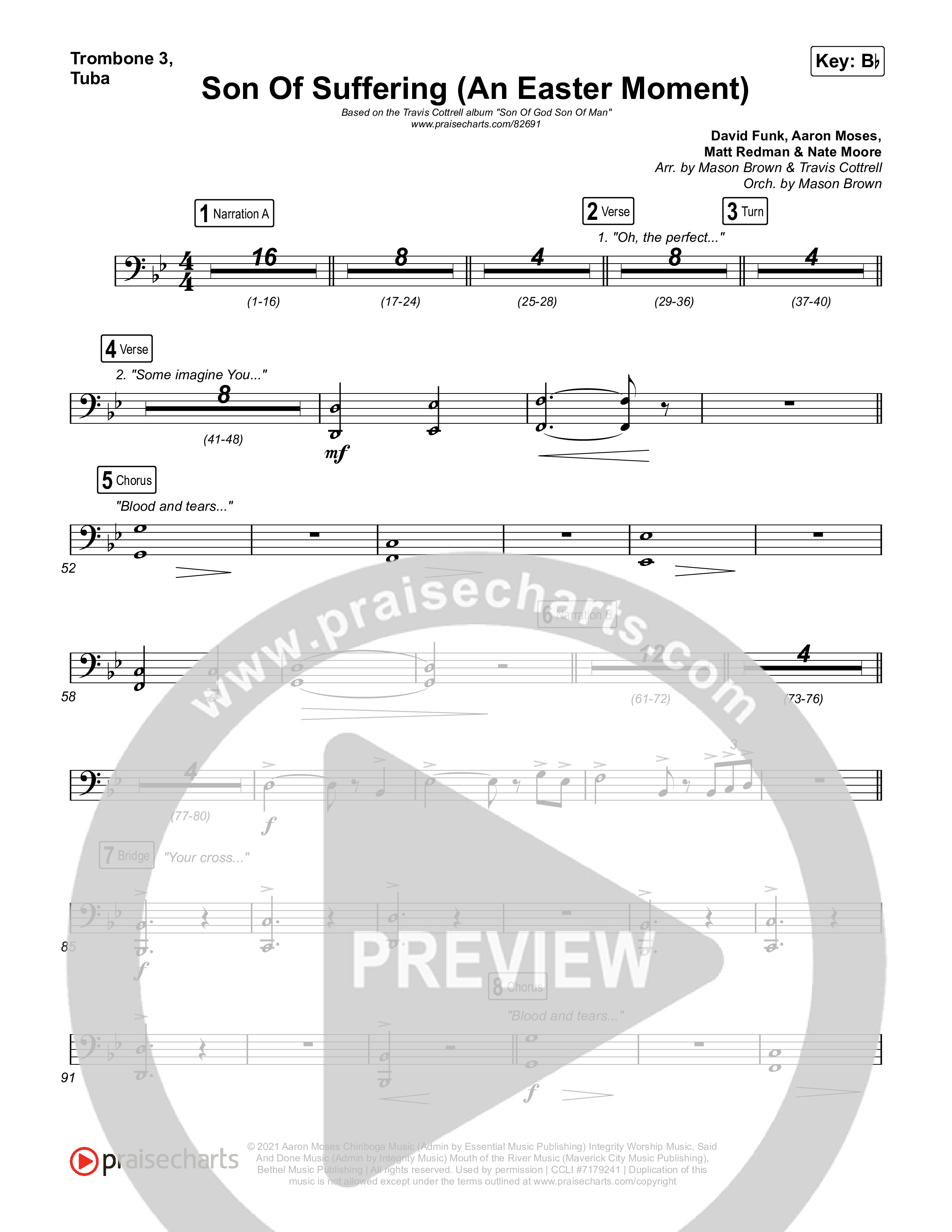Son Of Suffering (An Easter Moment) (Choral/SATB) Trombone 3/Tuba (Travis Cottrell / Arr. Mason Brown)