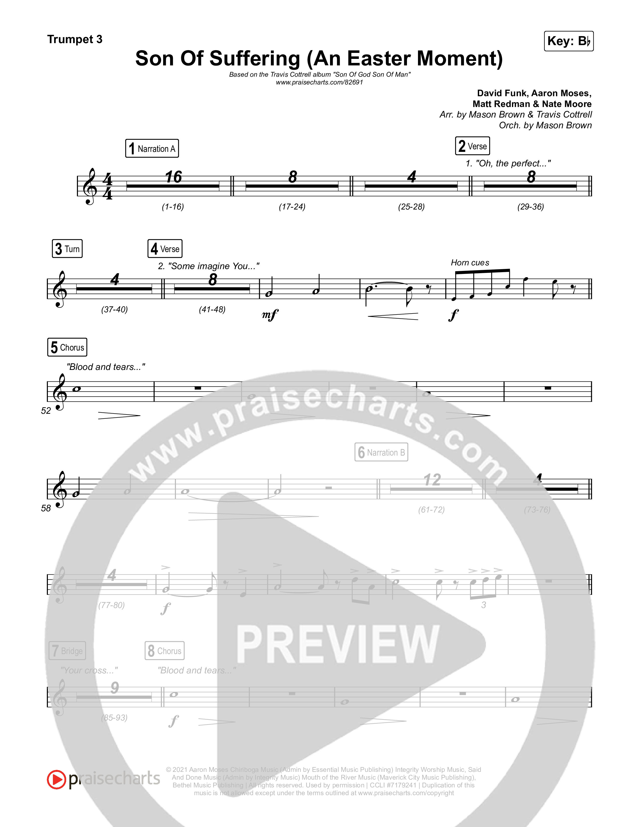 Son Of Suffering (An Easter Moment) (Choral/SATB) Trumpet 3 (Travis Cottrell / Arr. Mason Brown)