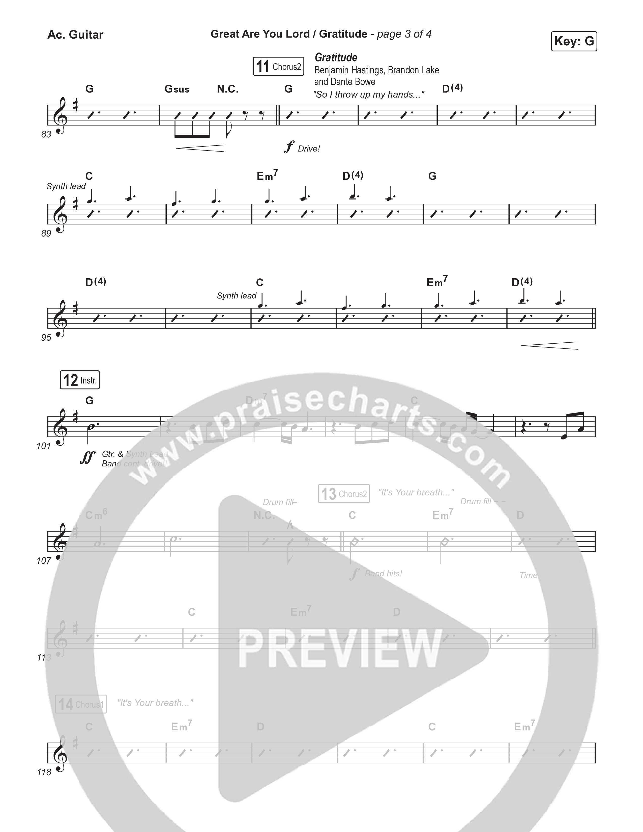 Great Are You Lord / Gratitude (Choral/SATB) Acoustic Guitar (Travis Cottrell / Nia Allen / Arr. Mason Brown / Orch. Travis Patton)