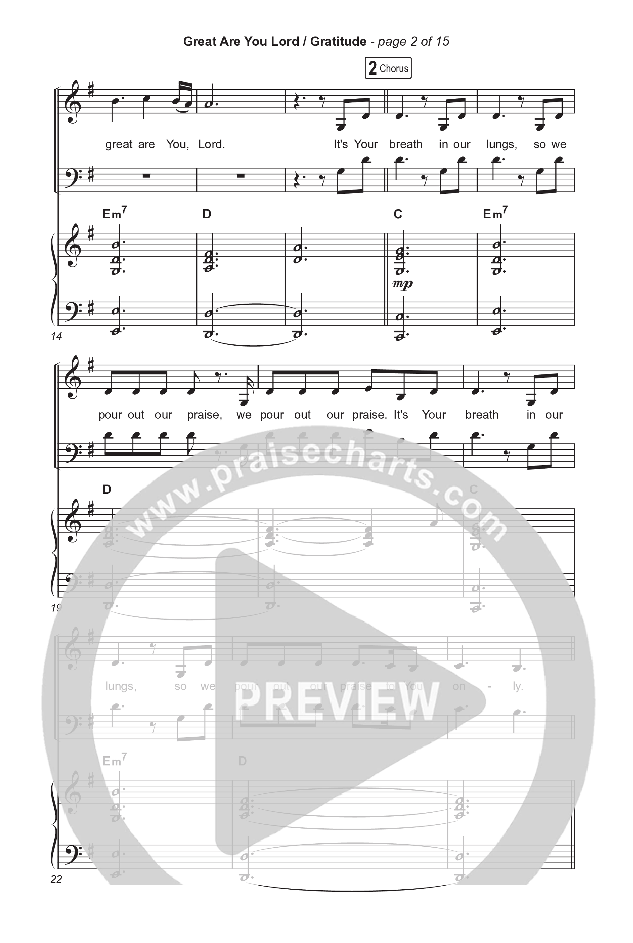 Great Are You Lord / Gratitude (Choral/SATB) Octavo (SATB & Pno) (Travis Cottrell / Nia Allen / Arr. Mason Brown / Orch. Travis Patton)
