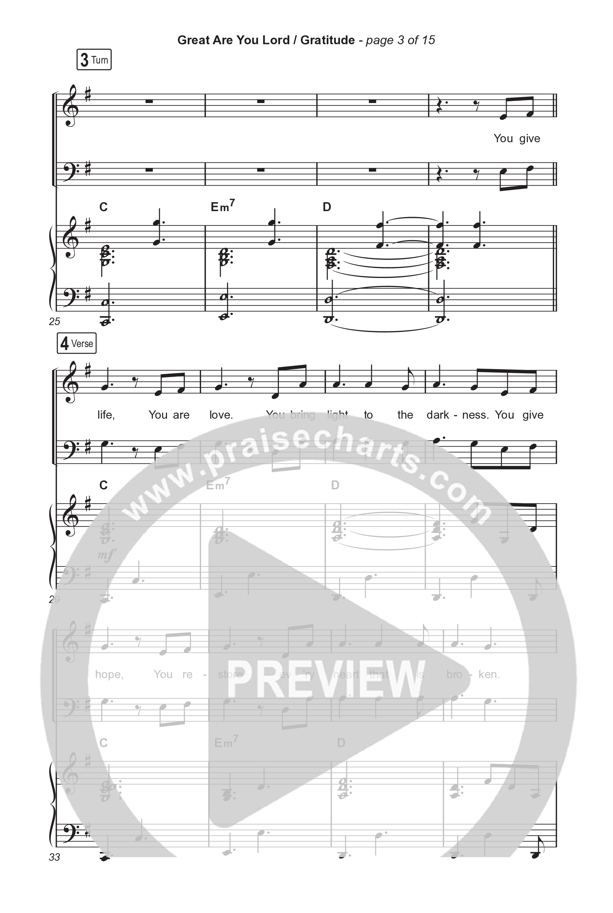 Great Are You Lord / Gratitude (Choral/SATB) Octavo (SATB & Pno) (Travis Cottrell / Nia Allen / Arr. Mason Brown / Orch. Travis Patton)