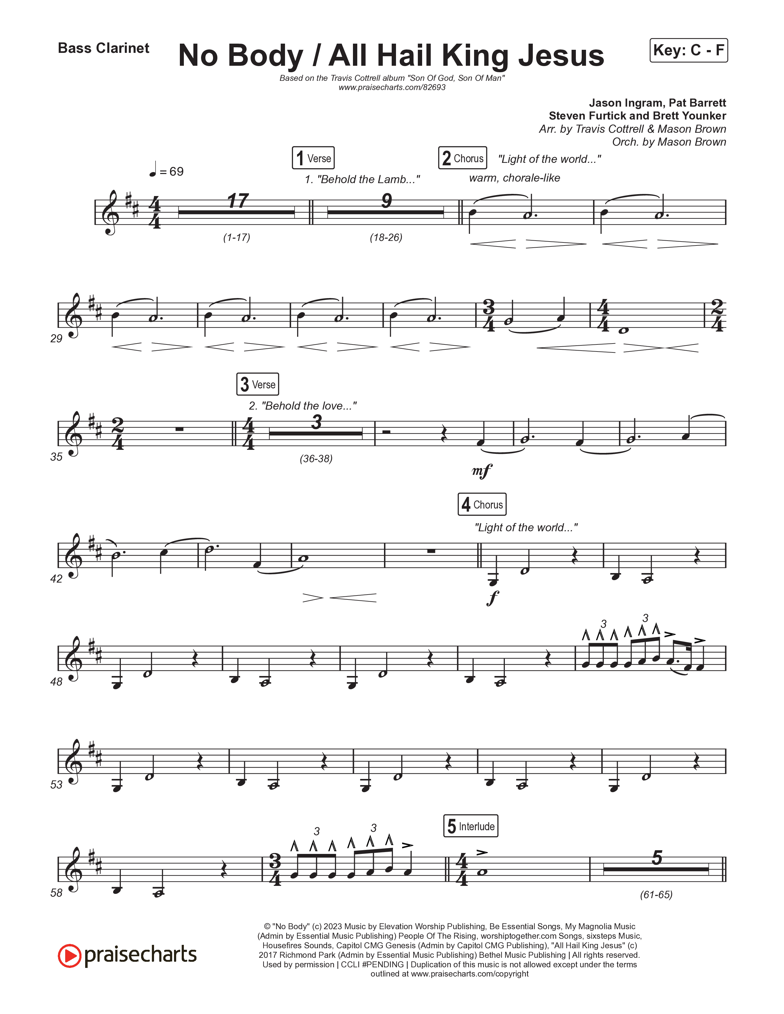 No Body / All Hail King Jesus (Choral/SATB) Bass Clarinet (Travis Cottrell / Skye Reedy / Arr. Mason Brown)