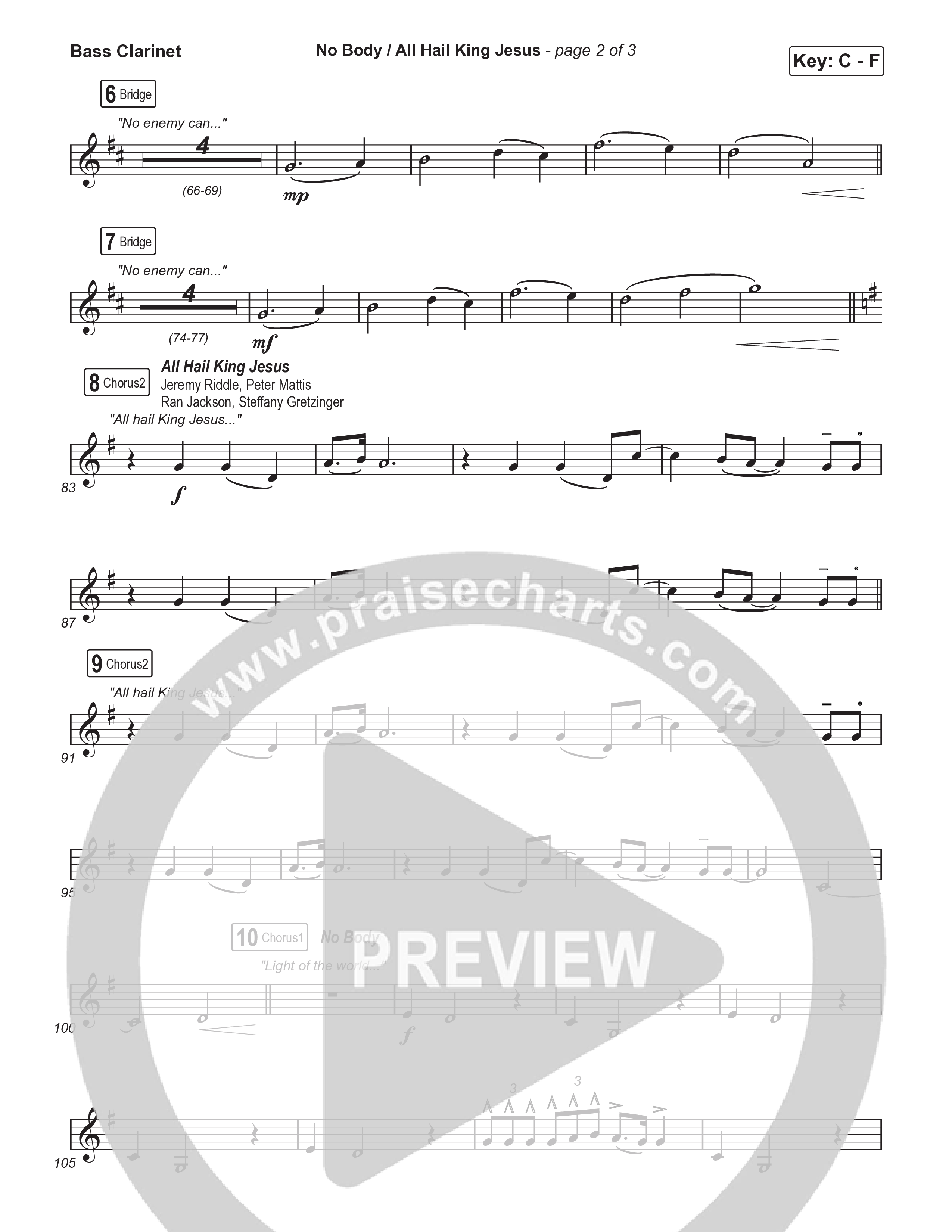 No Body / All Hail King Jesus (Choral/SATB) Bass Clarinet (Travis Cottrell / Skye Reedy / Arr. Mason Brown)