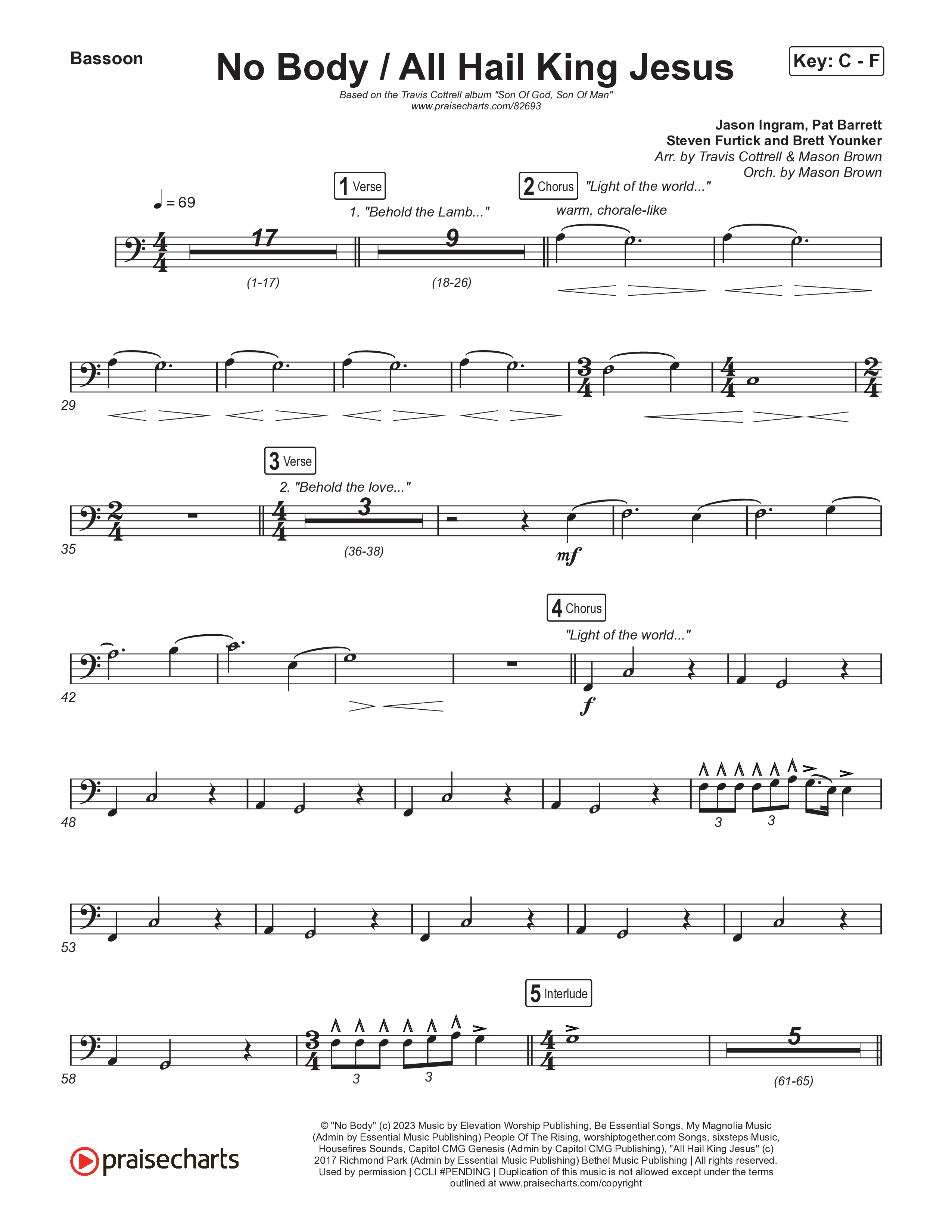 No Body / All Hail King Jesus (Choral/SATB) Bassoon (Travis Cottrell / Skye Reedy / Arr. Mason Brown)