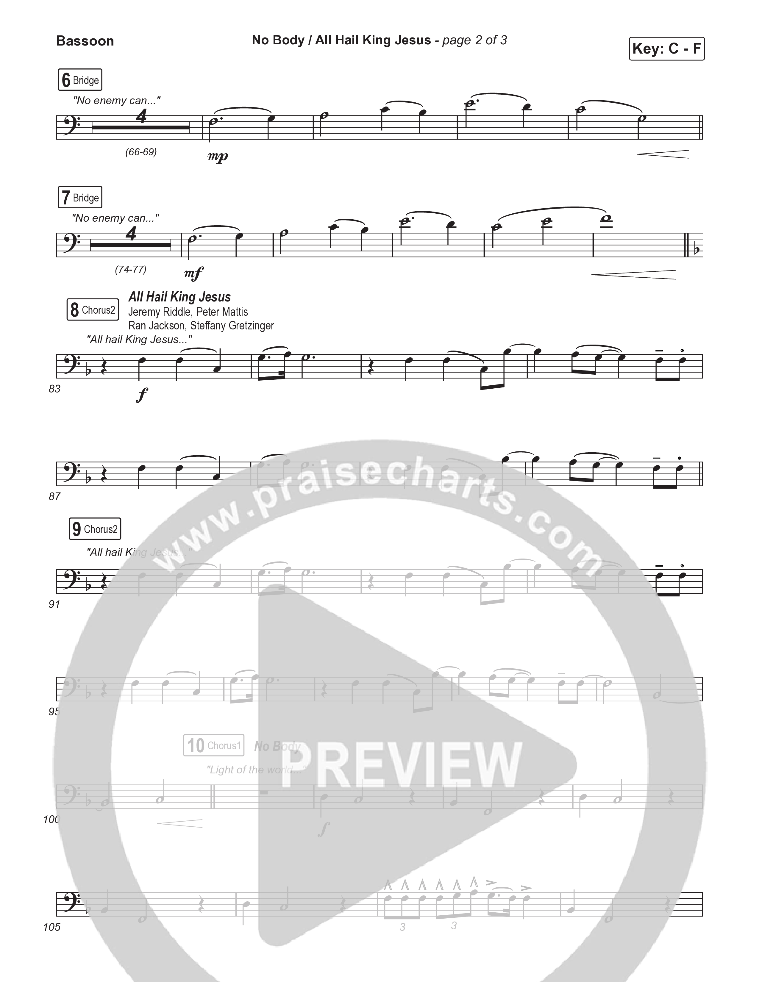 No Body / All Hail King Jesus (Choral/SATB) Bassoon (Travis Cottrell / Skye Reedy / Arr. Mason Brown)