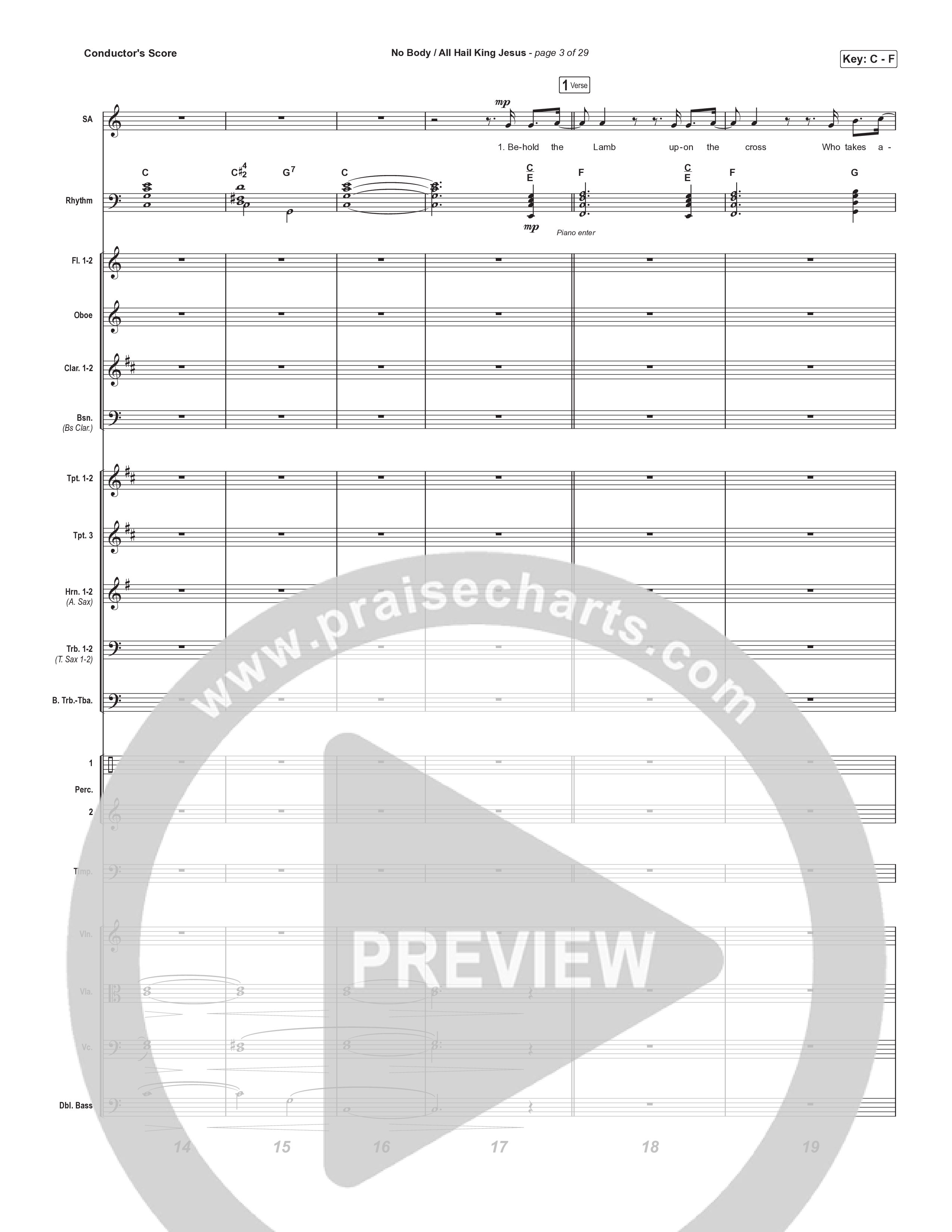 No Body / All Hail King Jesus Conductor's Score (Travis Cottrell / Skye Reedy / Arr. Mason Brown)