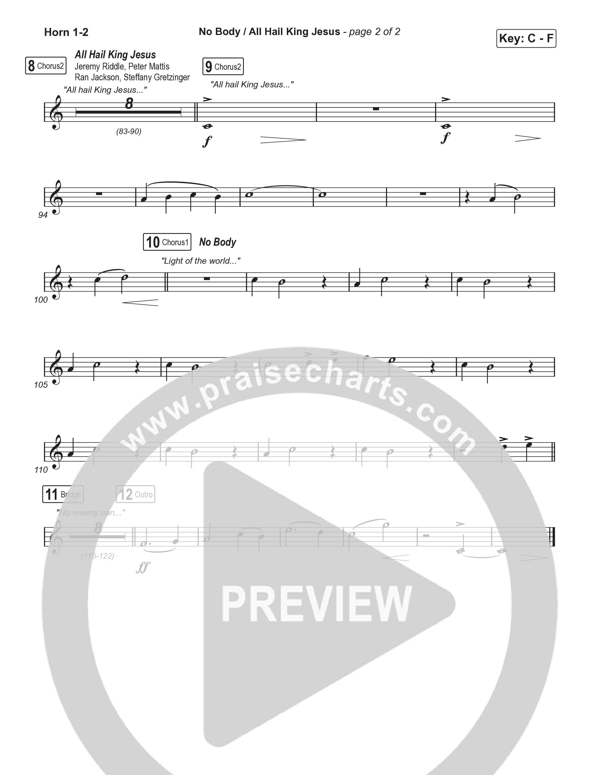 No Body / All Hail King Jesus (Choral/SATB) Brass Pack (Travis Cottrell / Skye Reedy / Arr. Mason Brown)