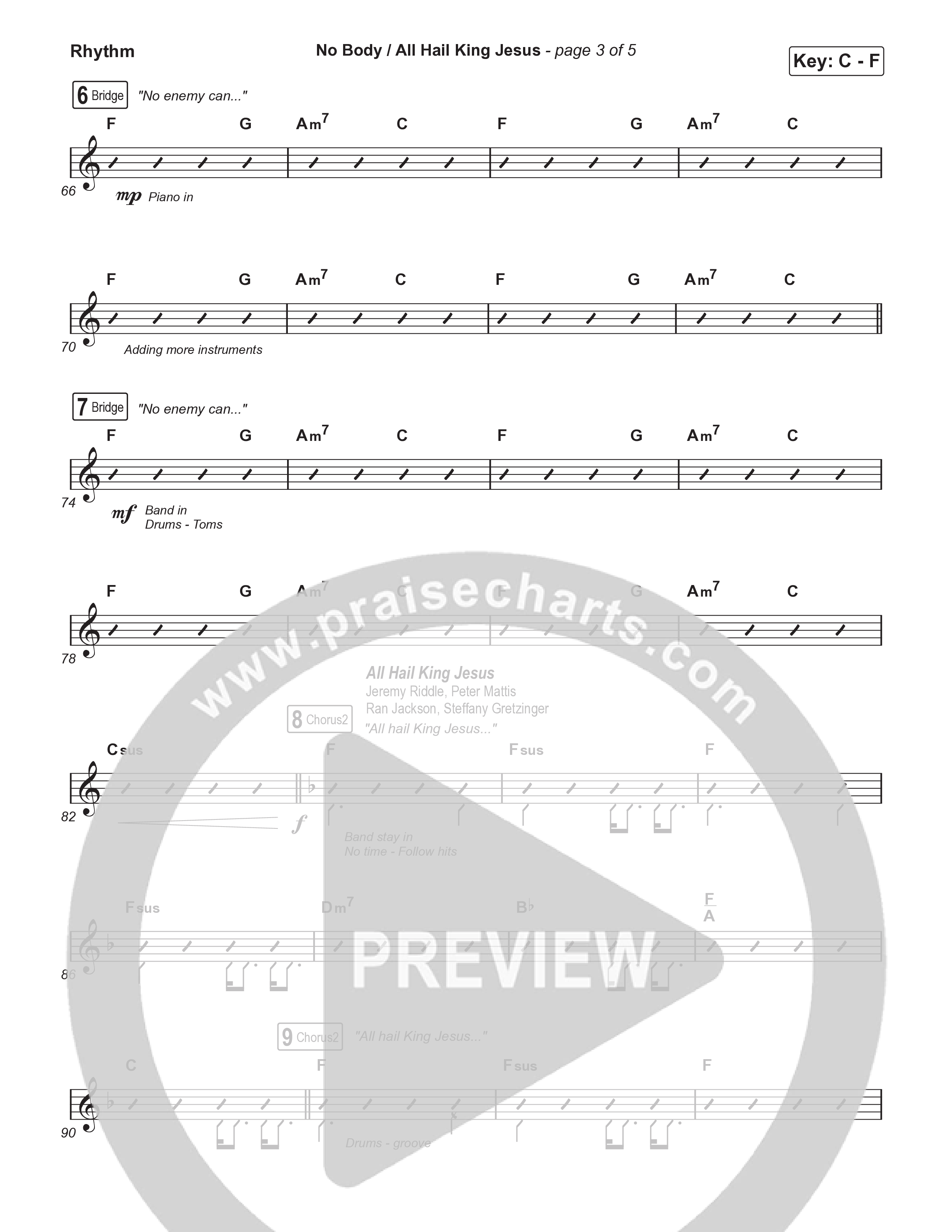 No Body / All Hail King Jesus Rhythm Chart (Travis Cottrell / Skye Reedy / Arr. Mason Brown)