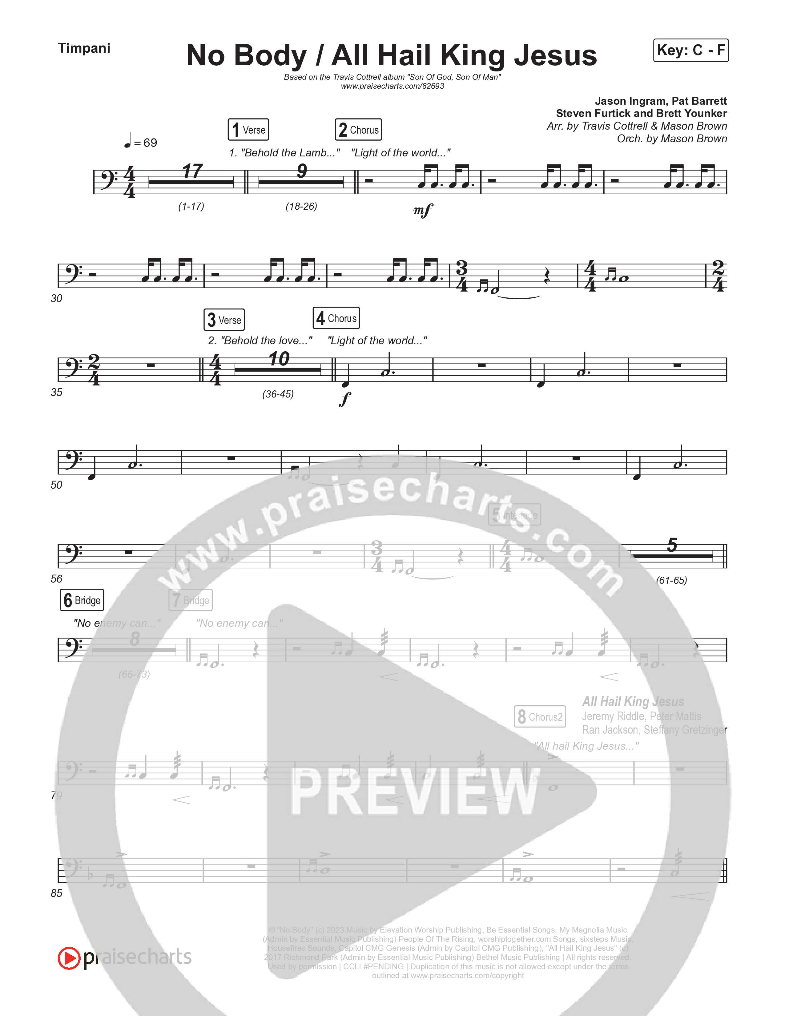 No Body / All Hail King Jesus (Choral/SATB) Timpani (Travis Cottrell / Skye Reedy / Arr. Mason Brown)