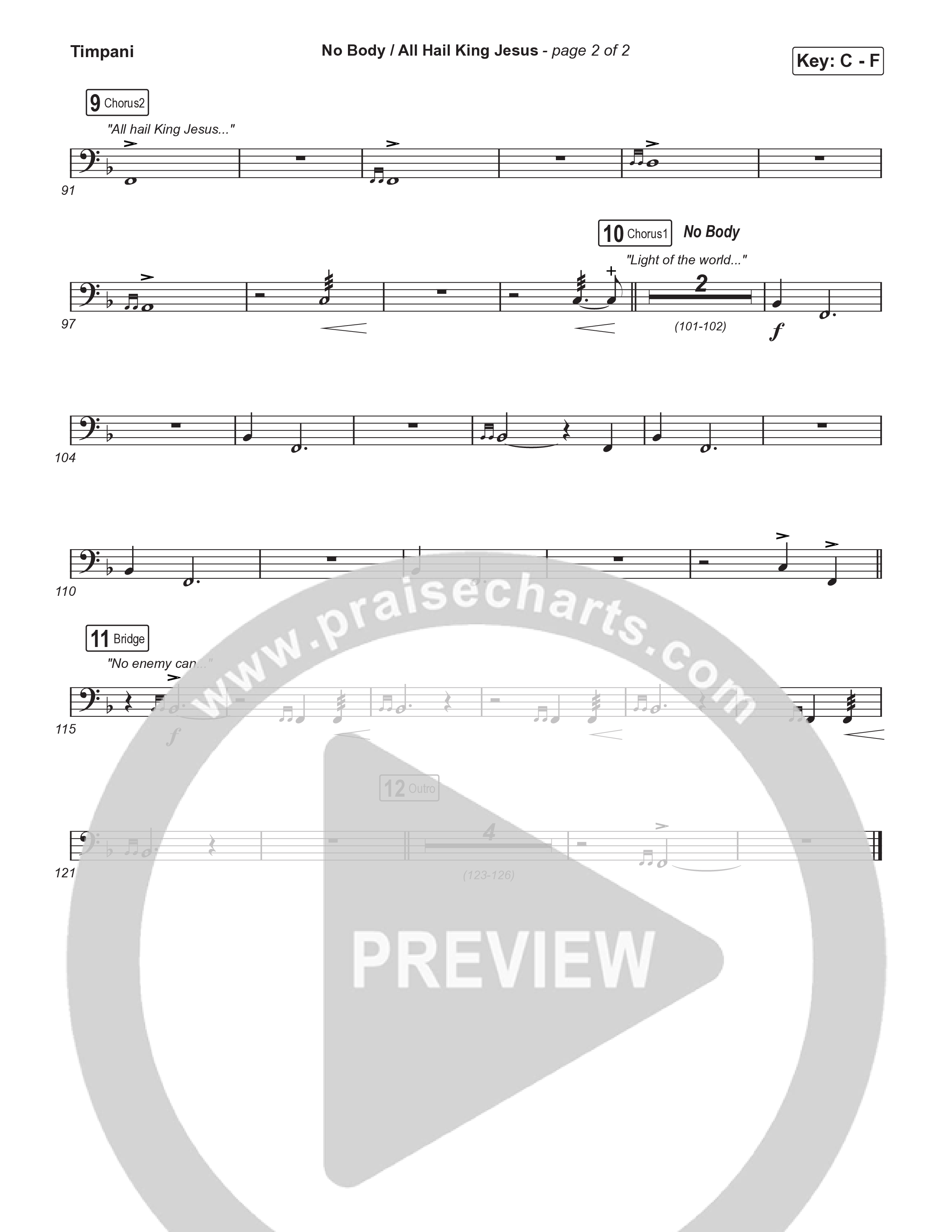 No Body / All Hail King Jesus (Choral/SATB) Timpani (Travis Cottrell / Skye Reedy / Arr. Mason Brown)