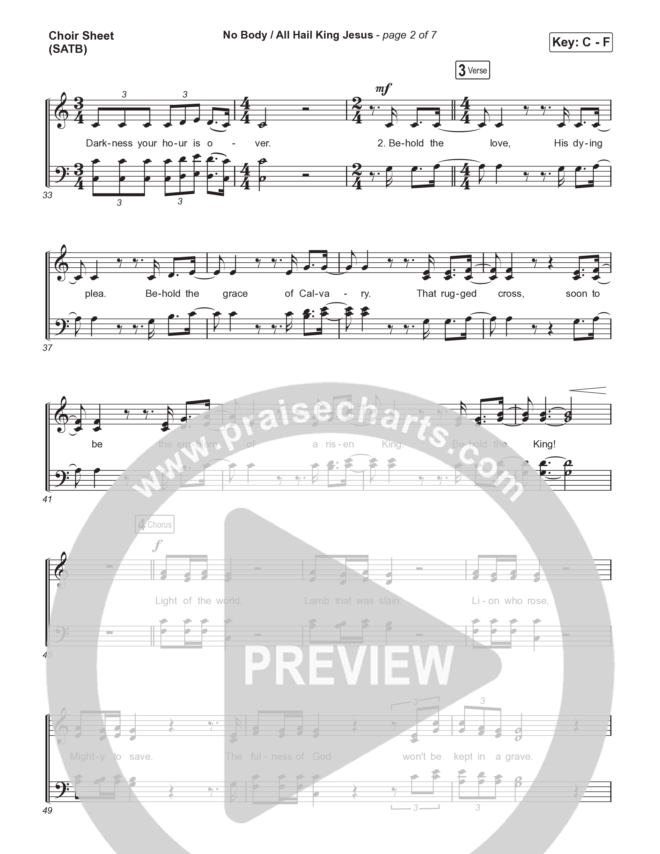 No Body / All Hail King Jesus Choir Sheet (SATB) (Travis Cottrell / Skye Reedy / Arr. Mason Brown)