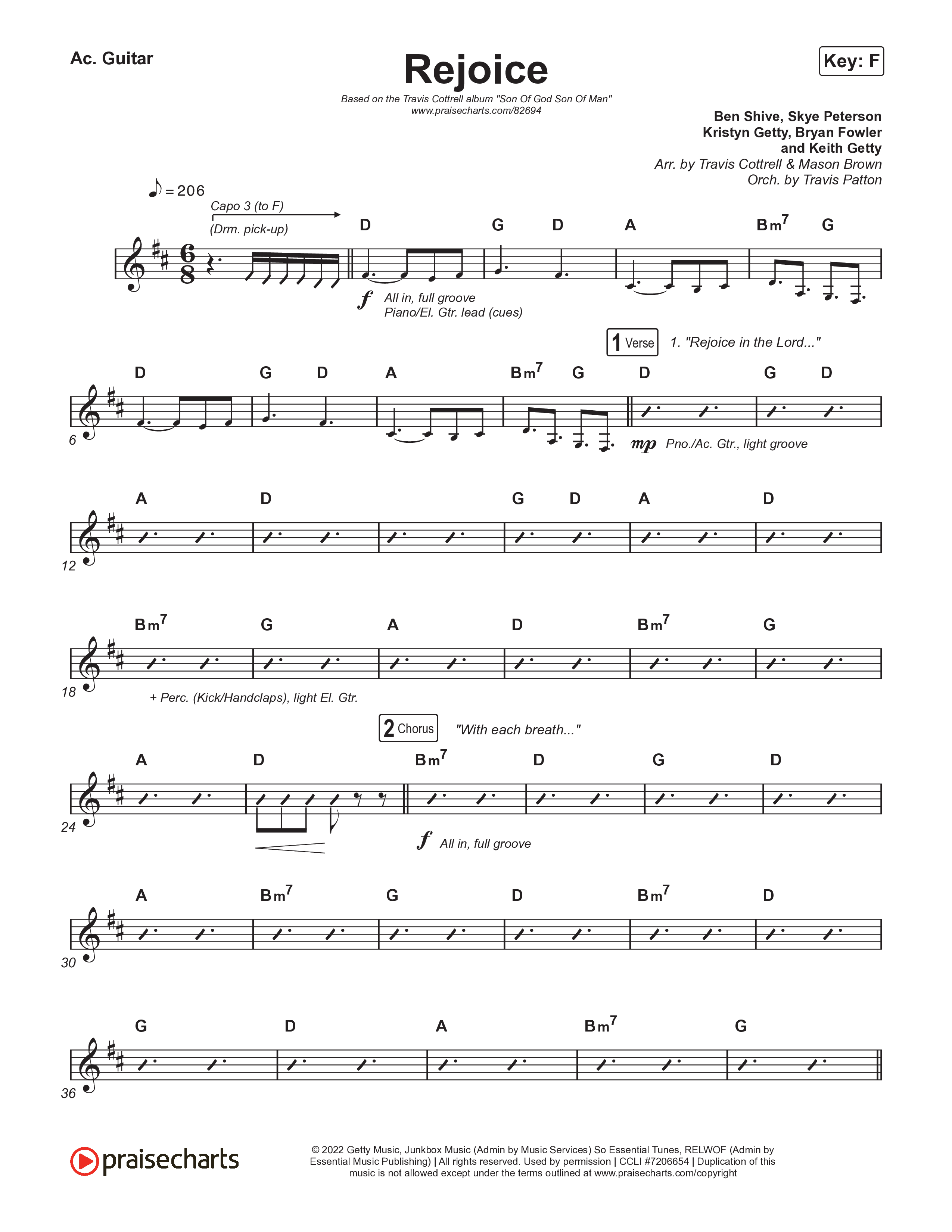 Rejoice (Choral/SATB) Acoustic Guitar (Travis Cottrell / Arr. Mason Brown / Orch. Travis Patton)