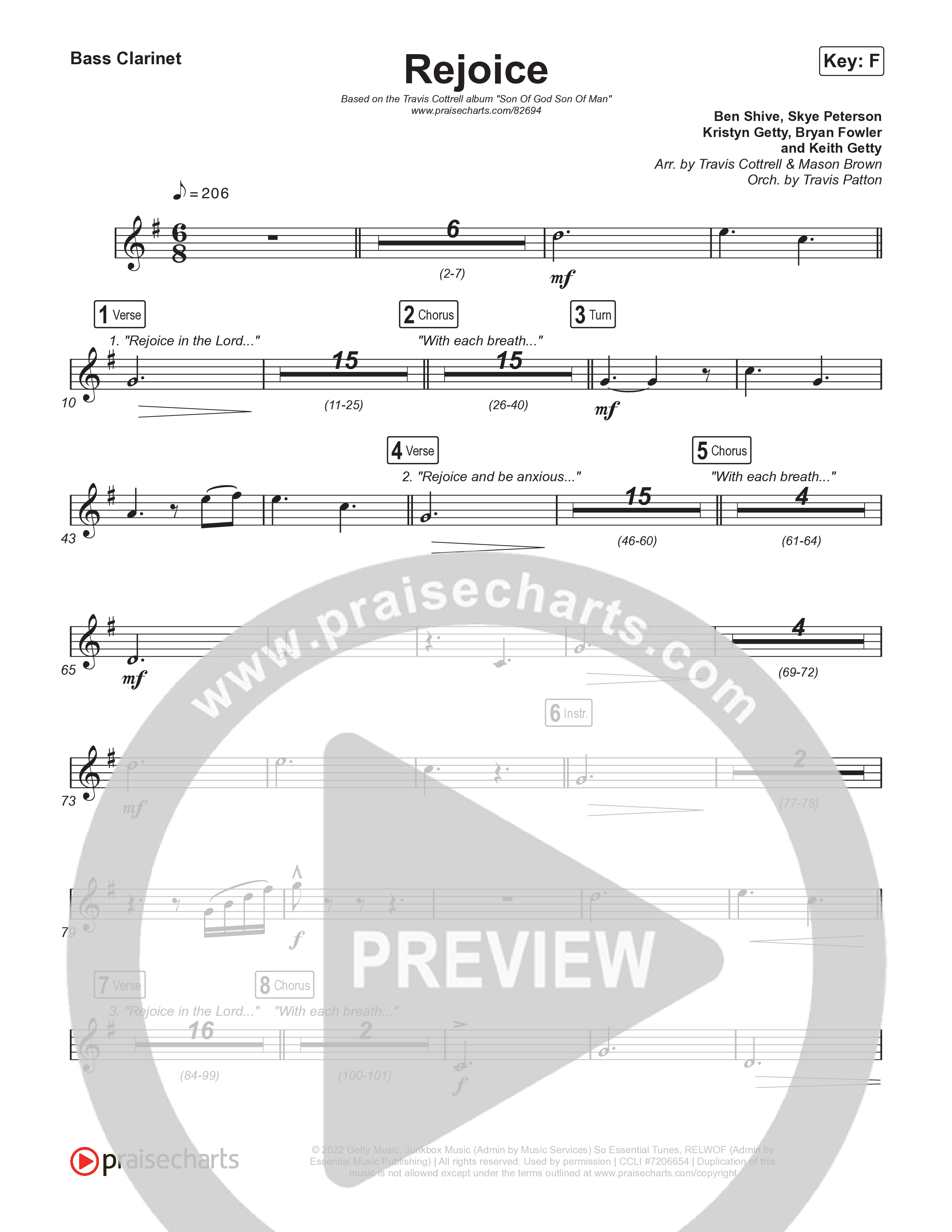 Rejoice Bass Clarinet (Travis Cottrell / Arr. Mason Brown / Orch. Travis Patton)