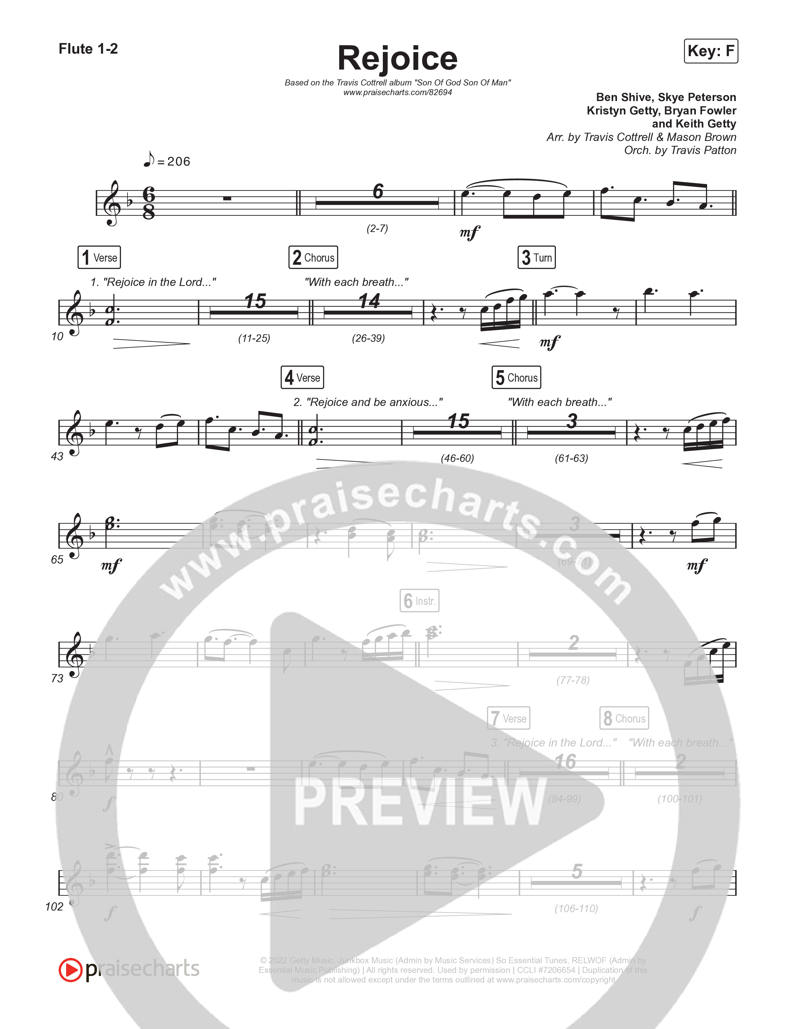 Rejoice (Choral/SATB) Flute 1,2 (Travis Cottrell / Arr. Mason Brown / Orch. Travis Patton)