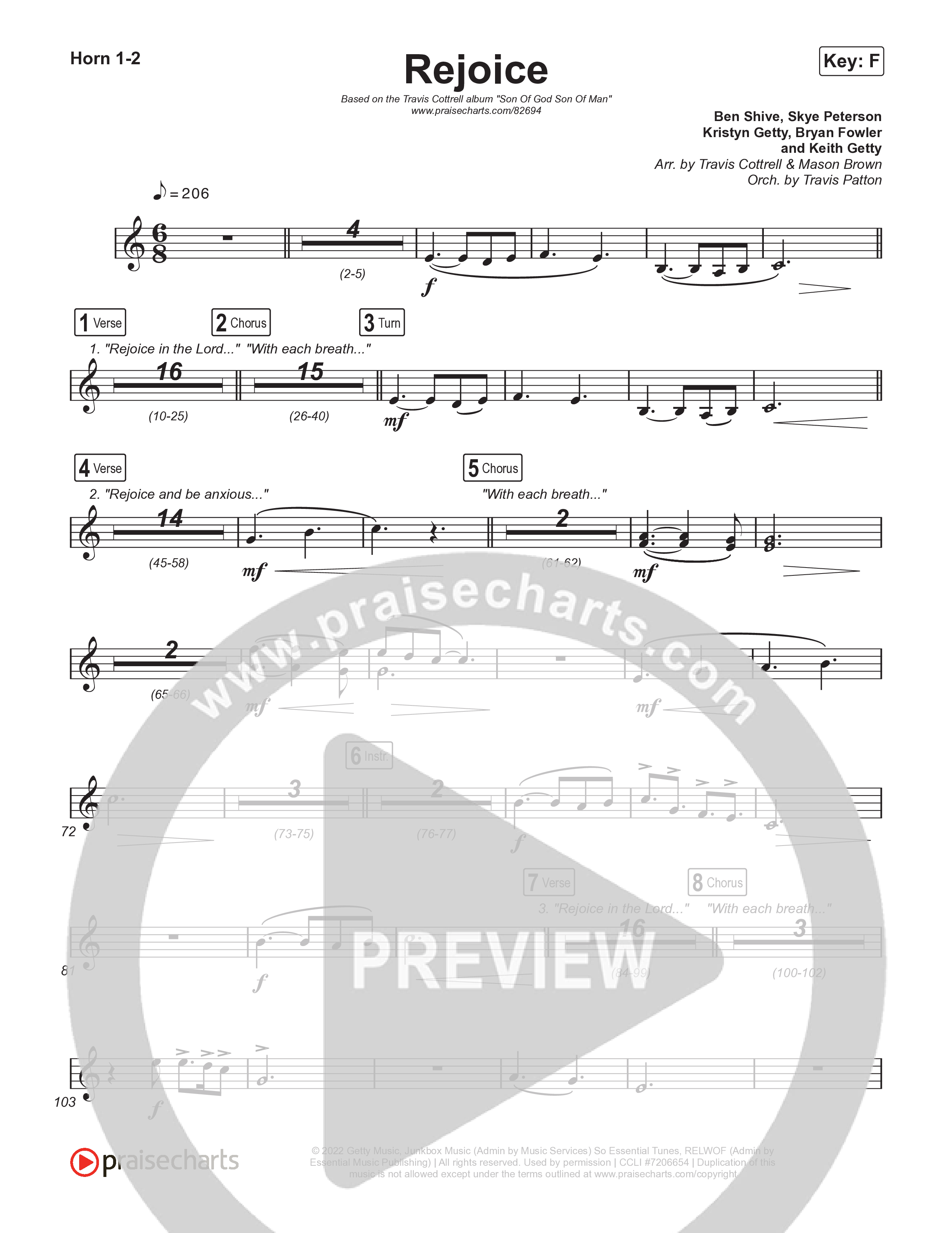 Rejoice French Horn 1,2 (Travis Cottrell / Arr. Mason Brown / Orch. Travis Patton)