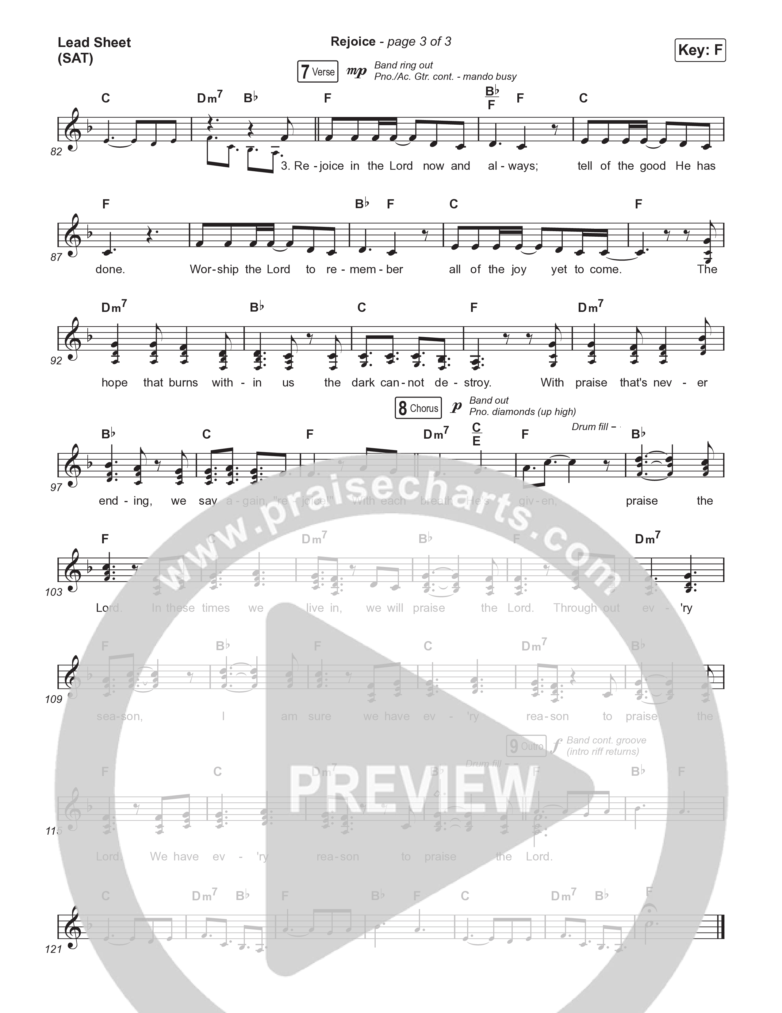 Rejoice (Choral/SATB) Lead Sheet (SAT) (Travis Cottrell / Arr. Mason Brown / Orch. Travis Patton)