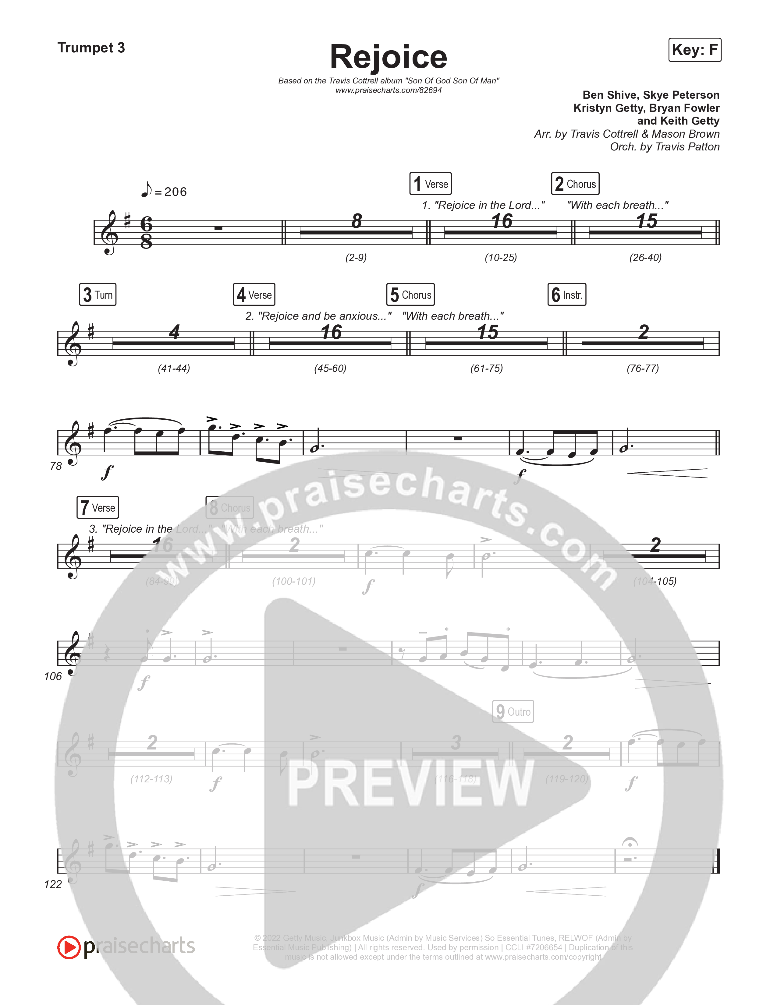 Rejoice Trumpet 1,2 (Travis Cottrell / Arr. Mason Brown / Orch. Travis Patton)
