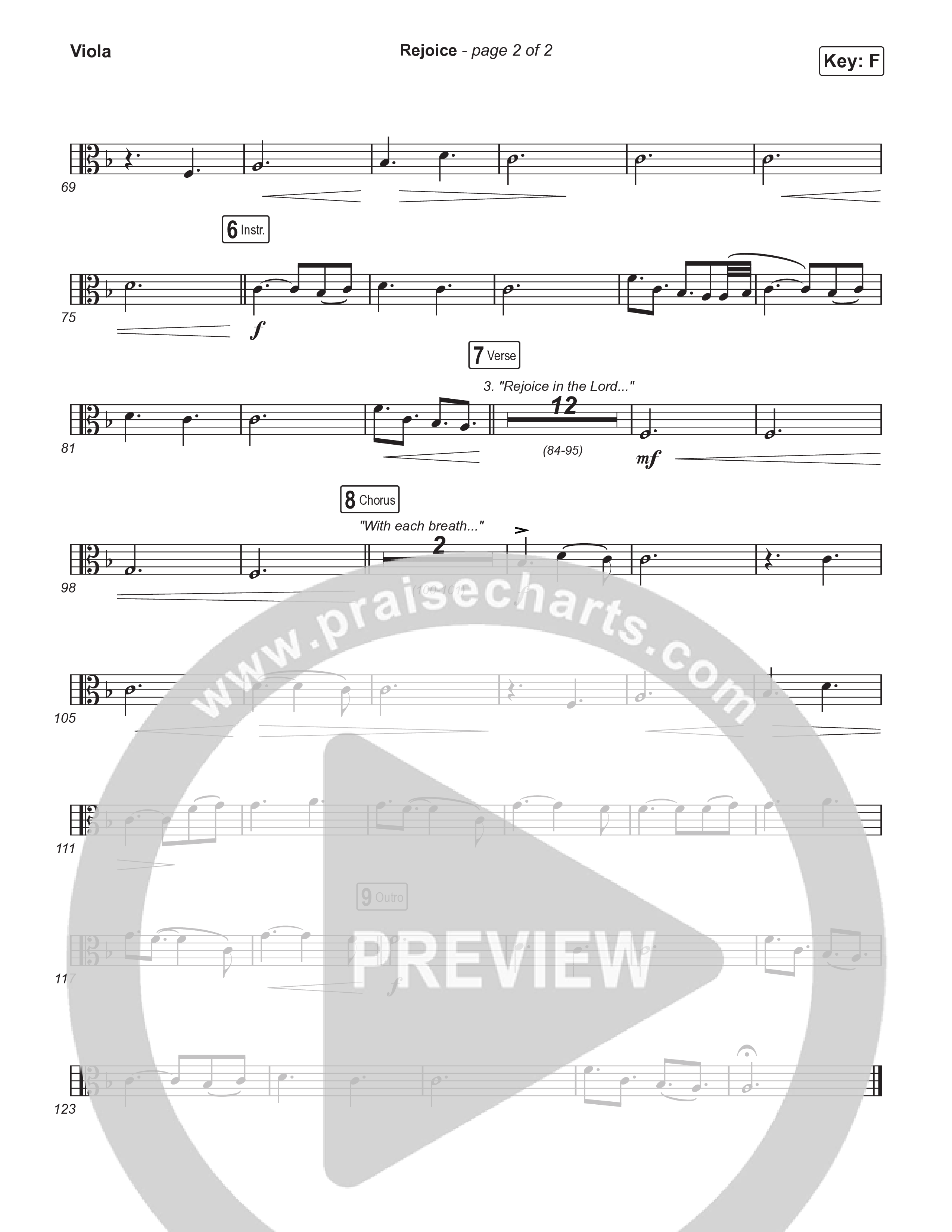 Rejoice (Choral/SATB) Viola (Travis Cottrell / Arr. Mason Brown / Orch. Travis Patton)