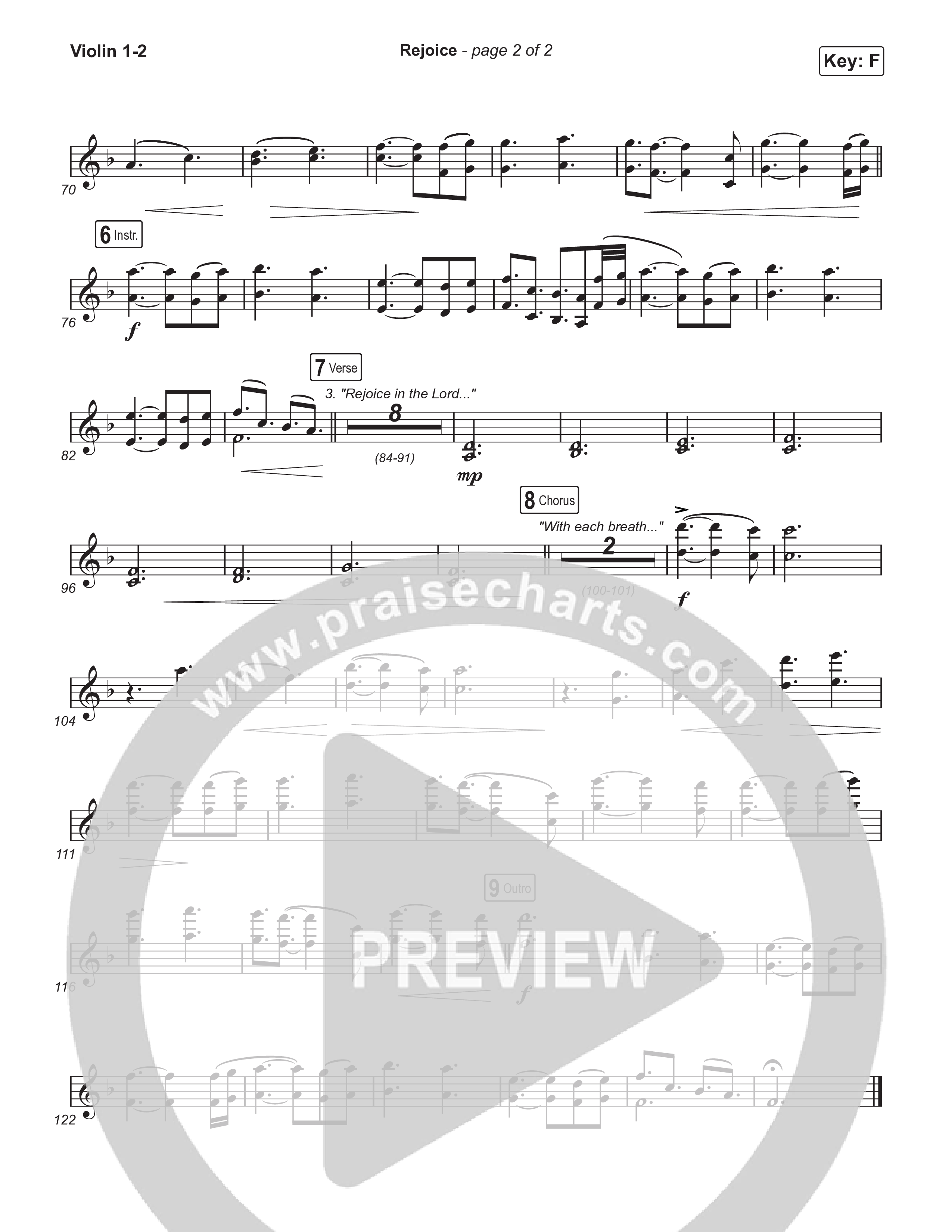 Rejoice Violin 1,2 (Travis Cottrell / Arr. Mason Brown / Orch. Travis Patton)