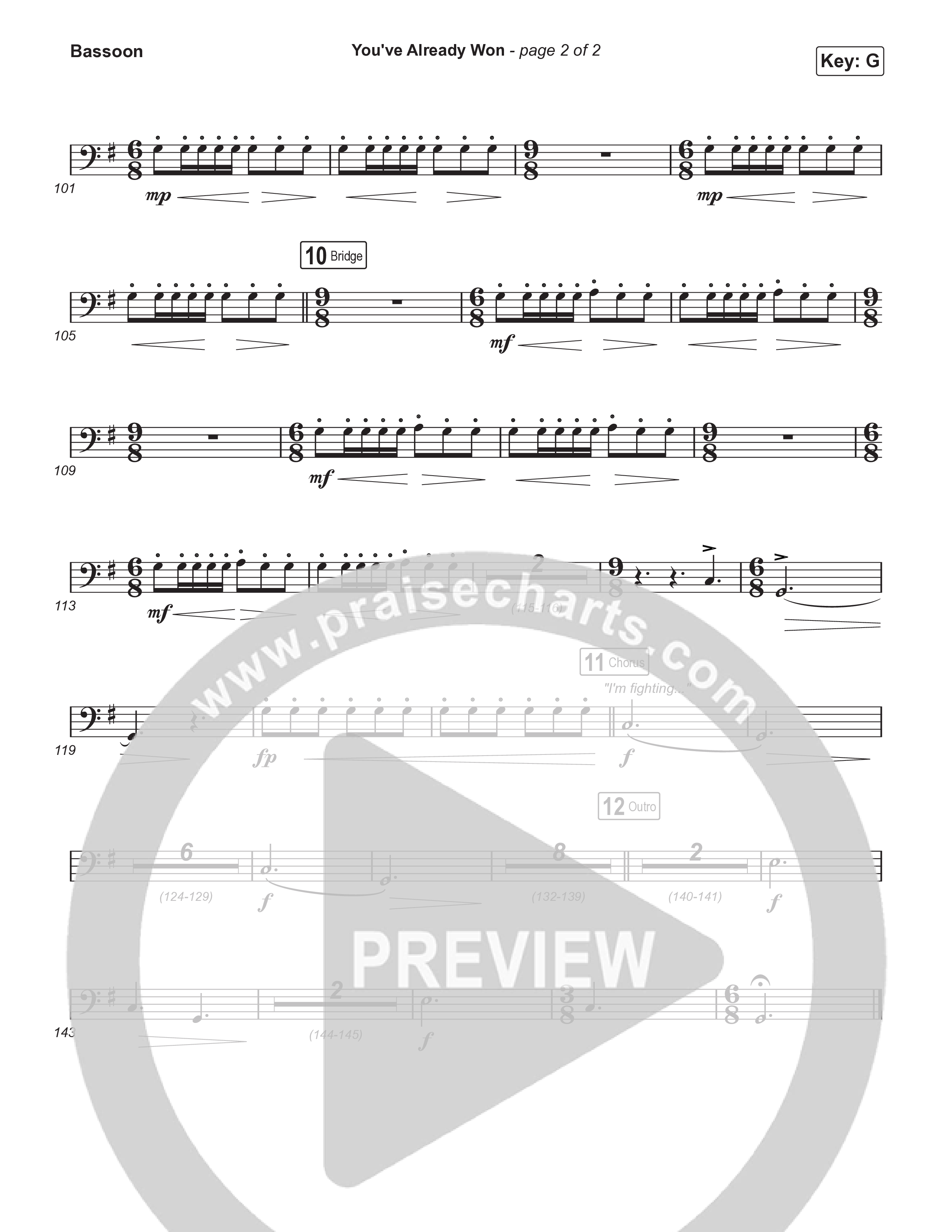 You've Already Won (Choral/SATB) Bassoon (Travis Cottrell / Meredith Andrews / Arr. Mason Brown / Orch. Travis Patton)