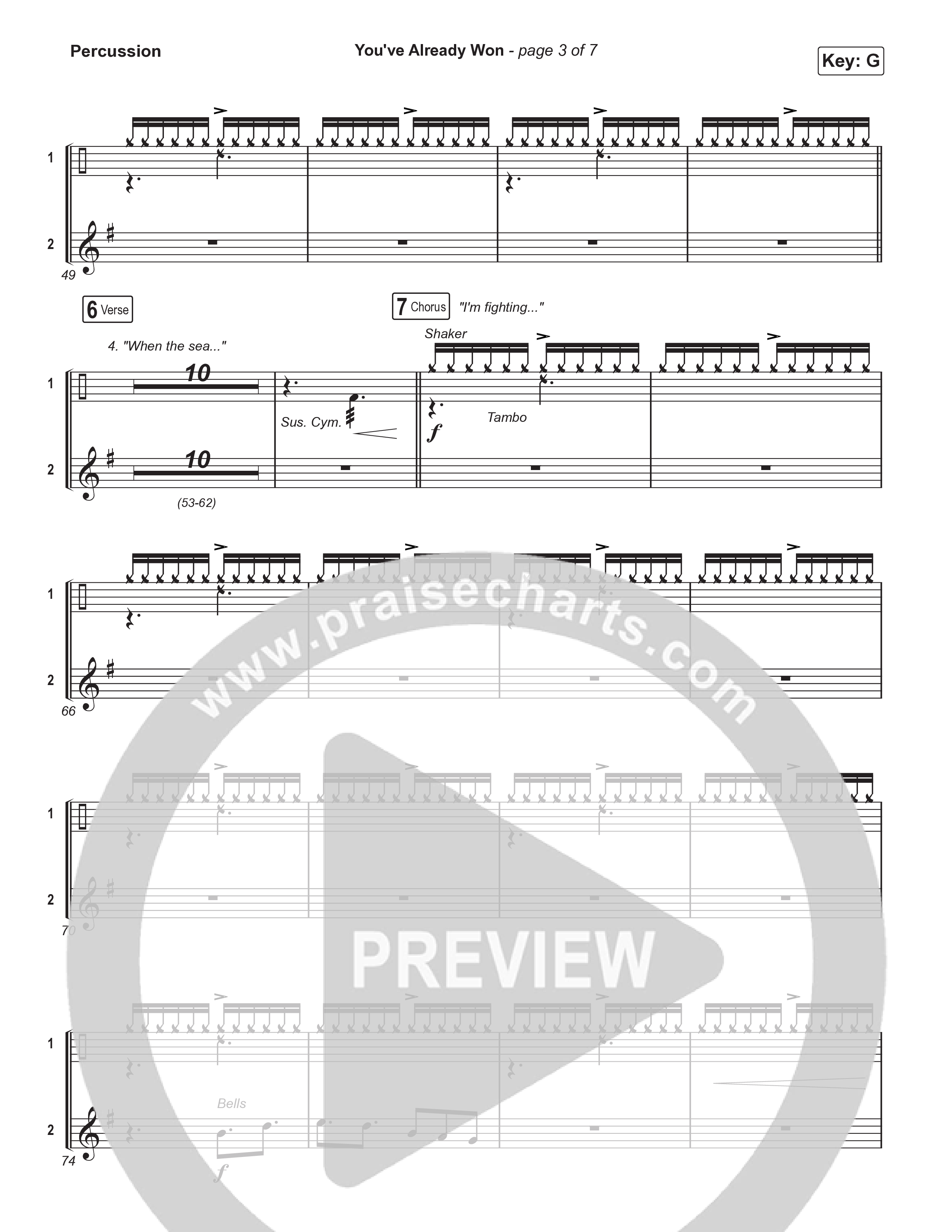 You've Already Won (Choral/SATB) Percussion (Travis Cottrell / Meredith Andrews / Arr. Mason Brown / Orch. Travis Patton)