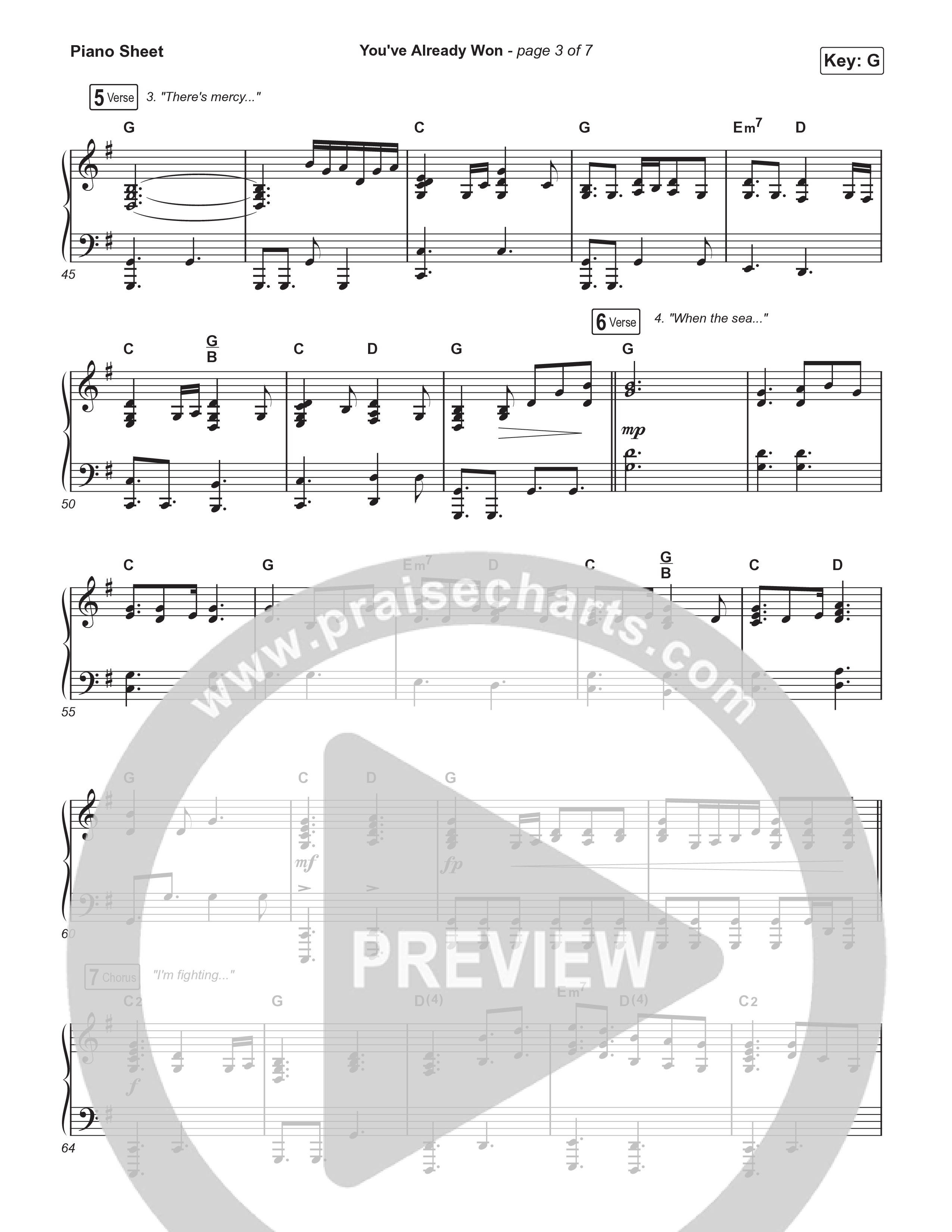 You've Already Won Piano Sheet (Travis Cottrell / Meredith Andrews / Arr. Mason Brown / Orch. Travis Patton)