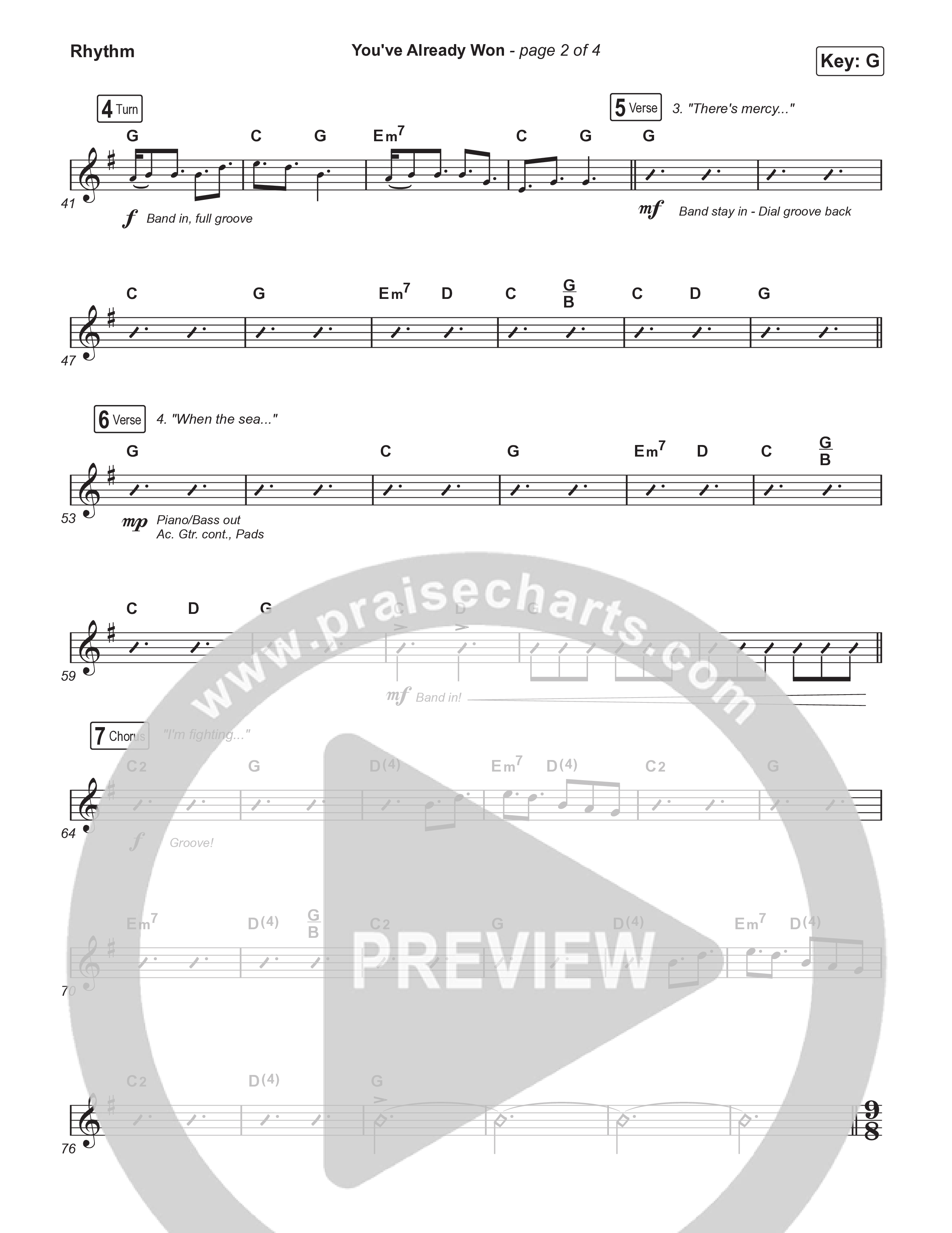 You've Already Won (Choral/SATB) Rhythm Chart (Travis Cottrell / Meredith Andrews / Arr. Mason Brown / Orch. Travis Patton)