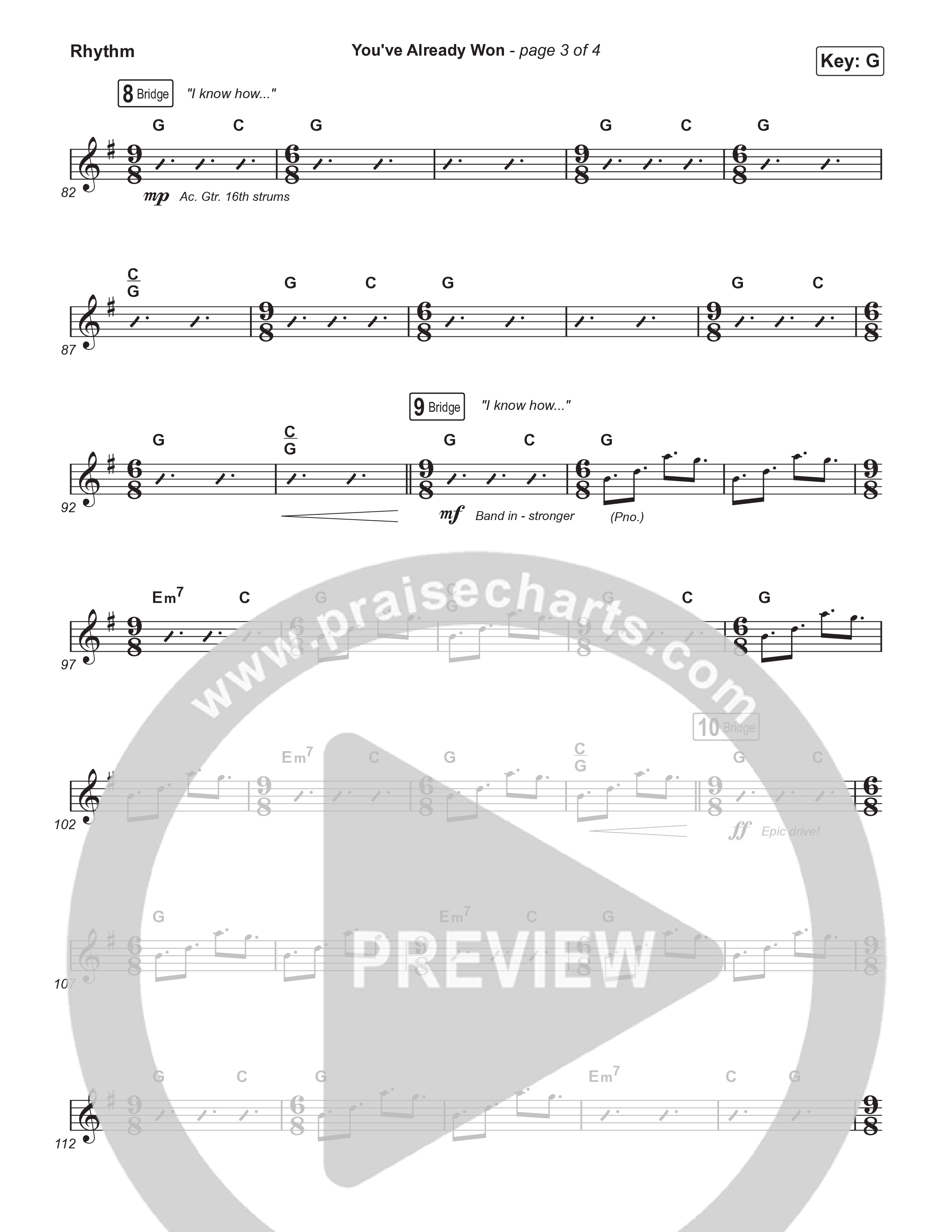 You've Already Won (Choral/SATB) Rhythm Chart (Travis Cottrell / Meredith Andrews / Arr. Mason Brown / Orch. Travis Patton)