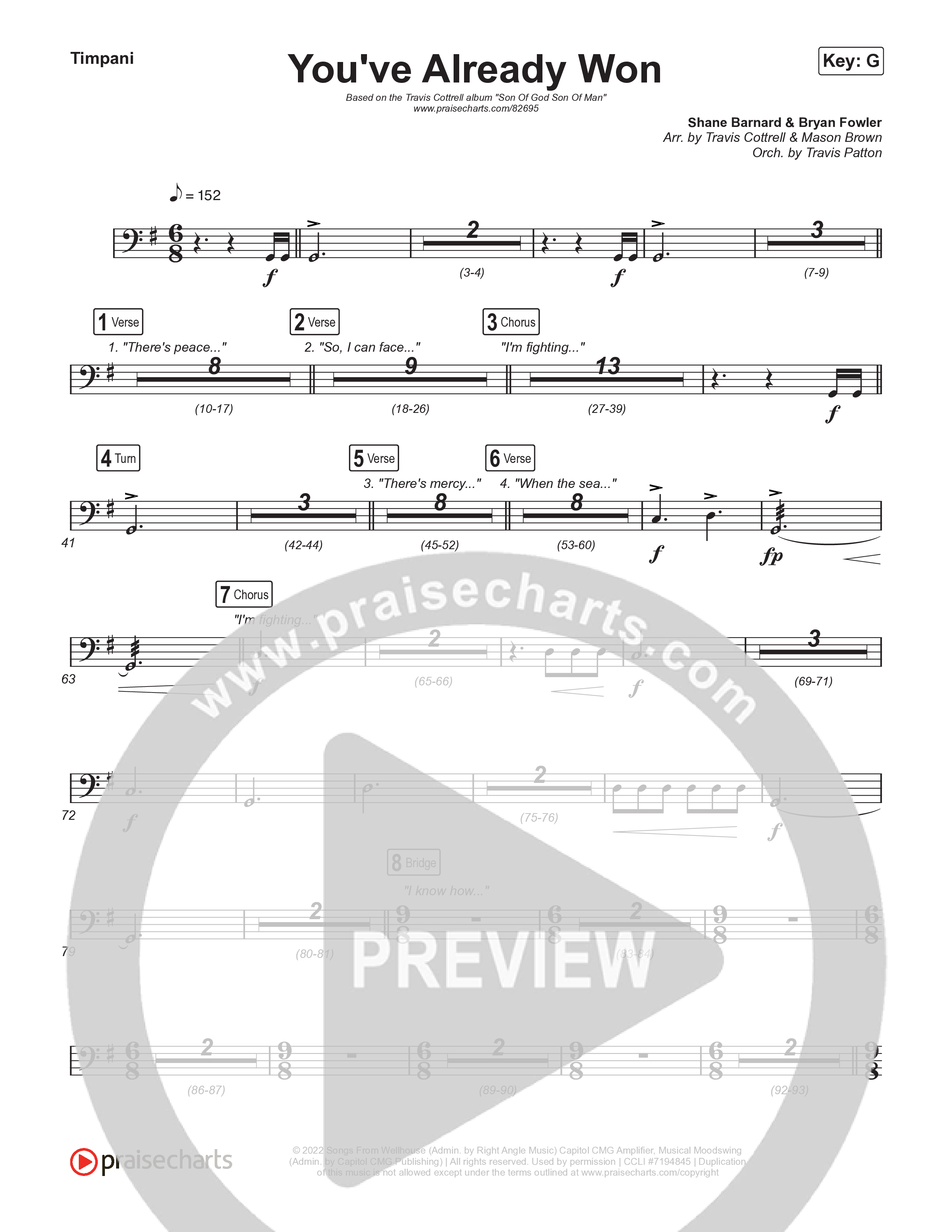 You've Already Won (Choral/SATB) Timpani (Travis Cottrell / Meredith Andrews / Arr. Mason Brown / Orch. Travis Patton)