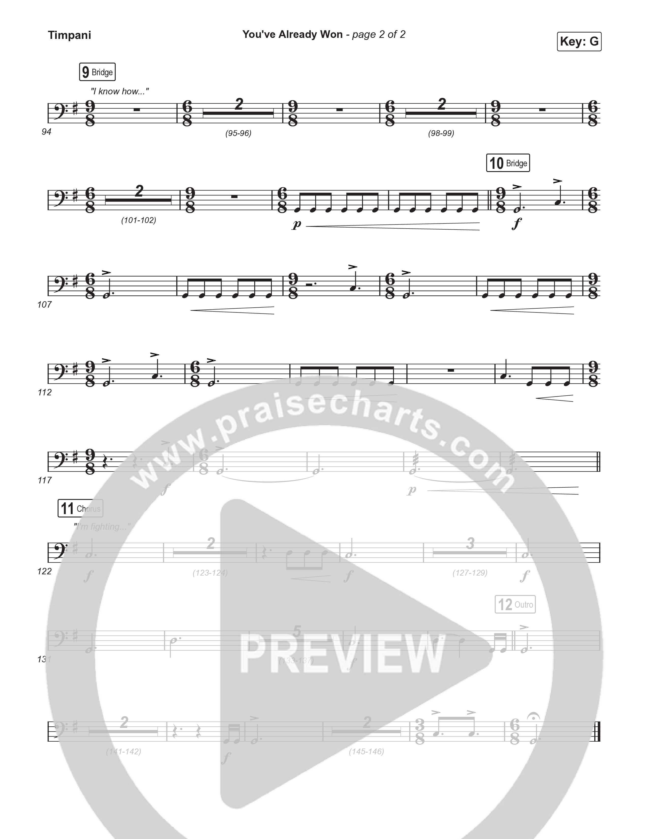 You've Already Won (Choral/SATB) Timpani (Travis Cottrell / Meredith Andrews / Arr. Mason Brown / Orch. Travis Patton)