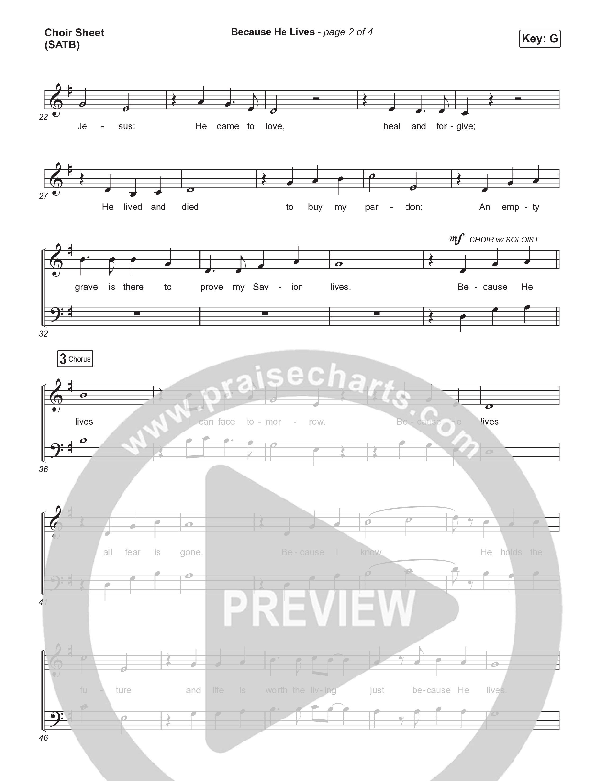 Because He Lives (Choral/SATB) Choir Sheet (SATB) (Travis Cottrell / Brooke Voland / Arr. Mason Brown)