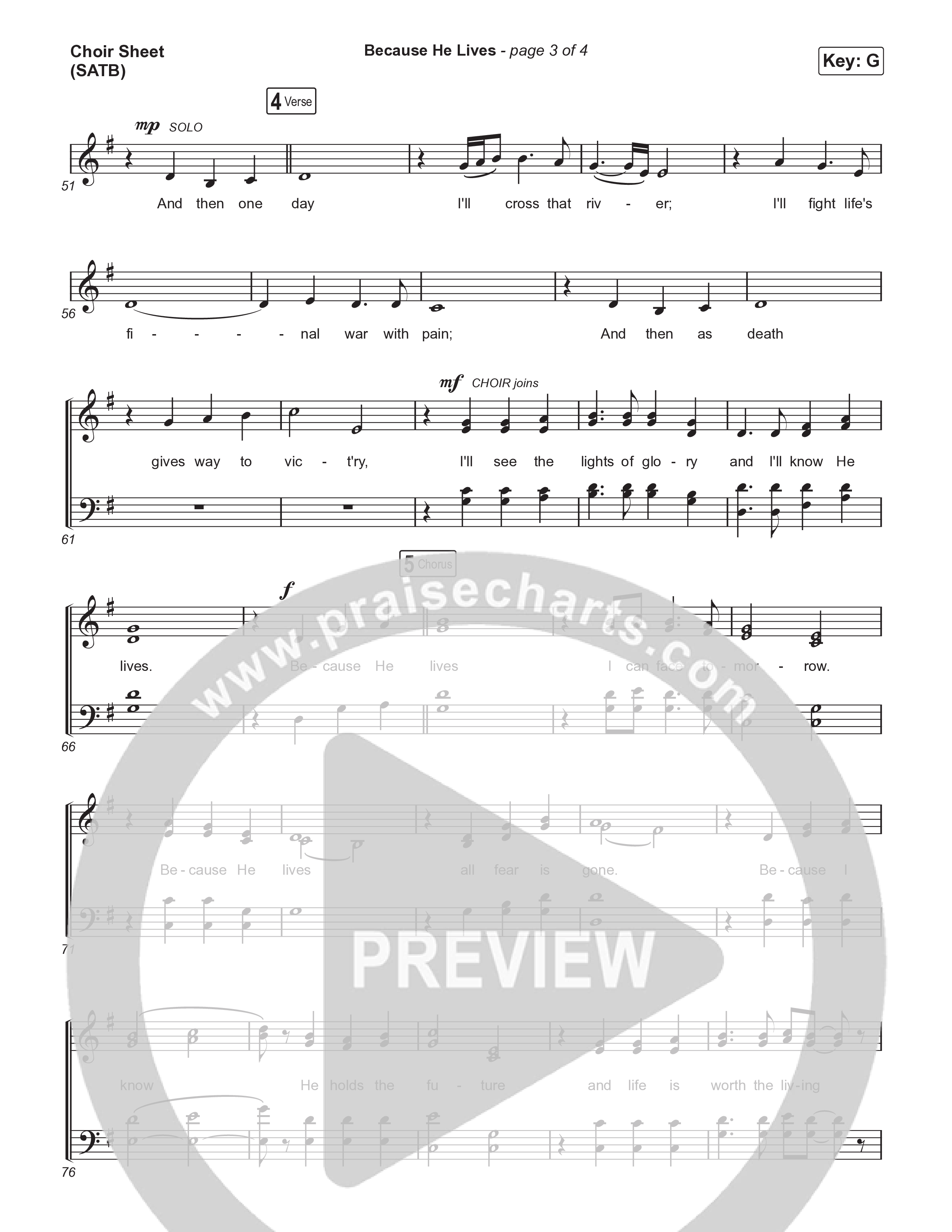 Because He Lives Choir Sheet (SATB) (Travis Cottrell / Brooke Voland / Arr. Mason Brown)