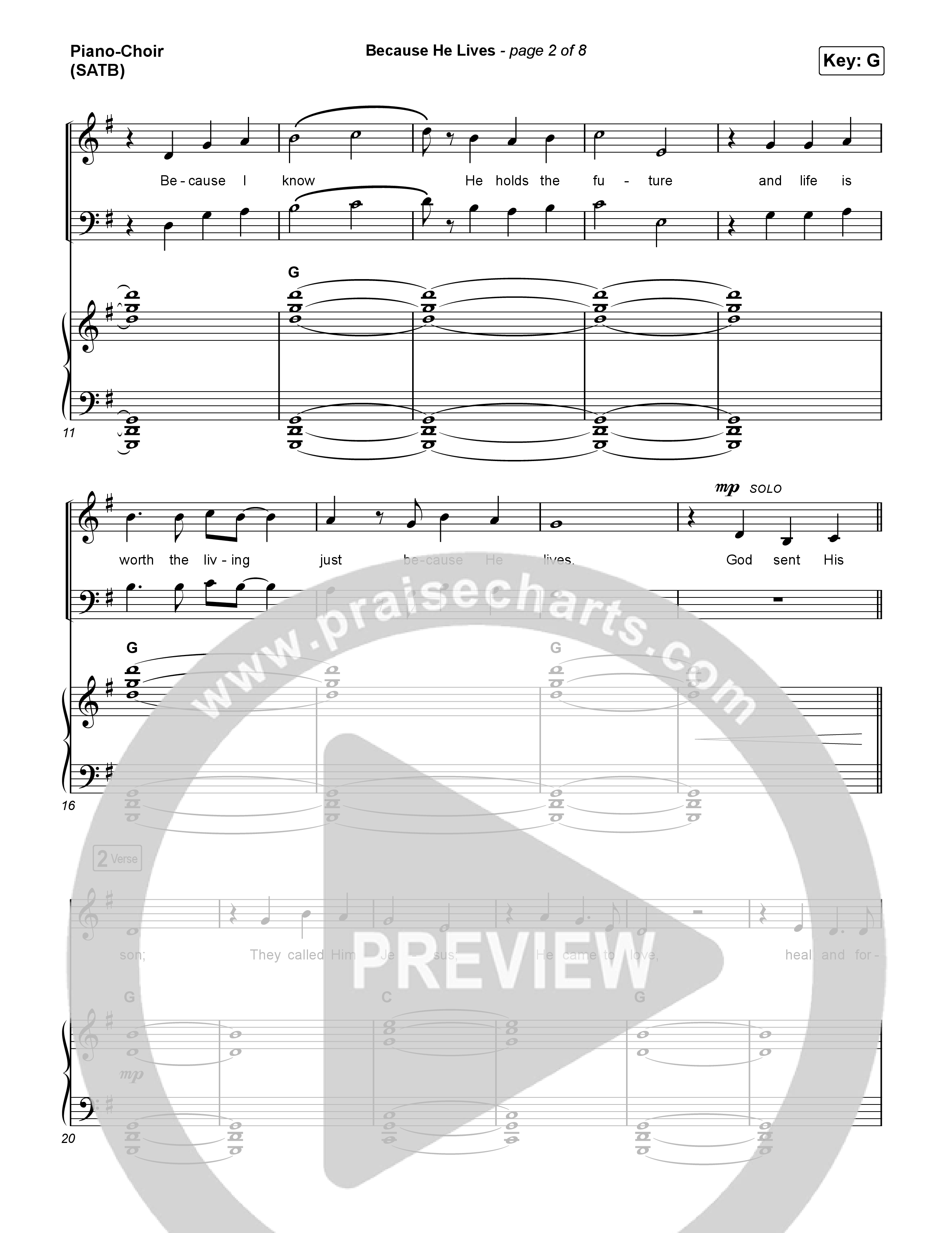 Because He Lives (Choral/SATB) Piano Sheet (Travis Cottrell / Brooke Voland / Arr. Mason Brown)