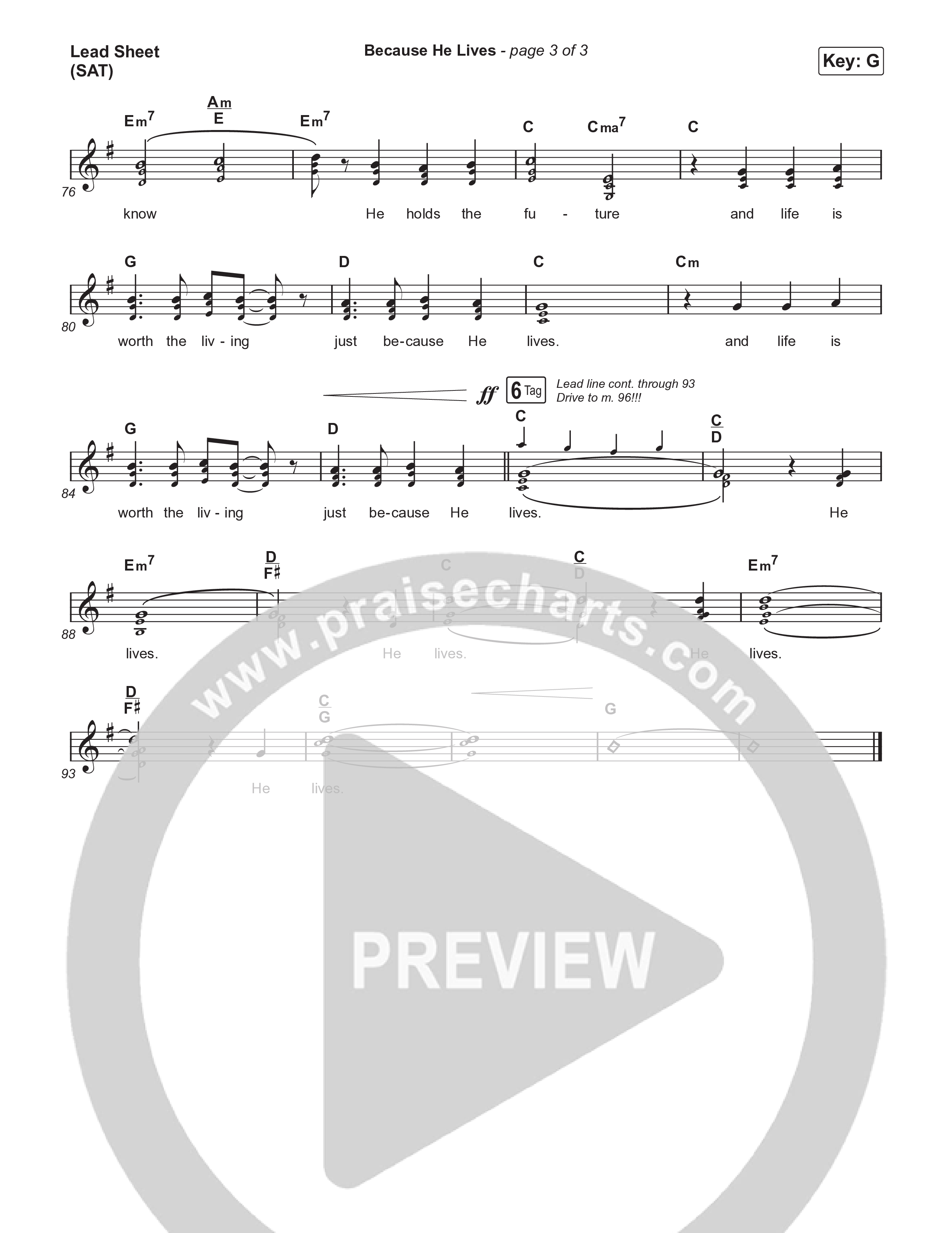 Because He Lives (Choral/SATB) Lead Sheet (SAT) (Travis Cottrell / Brooke Voland / Arr. Mason Brown)