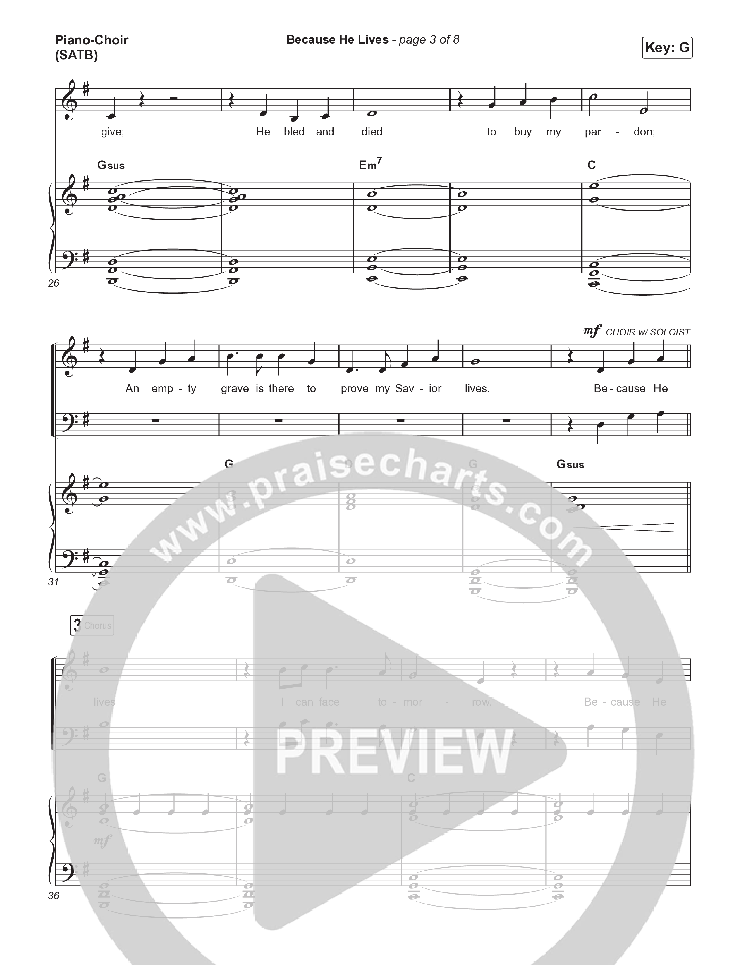Because He Lives (Choral/SATB) Piano/Vocal (SATB) (Travis Cottrell / Brooke Voland / Arr. Mason Brown)