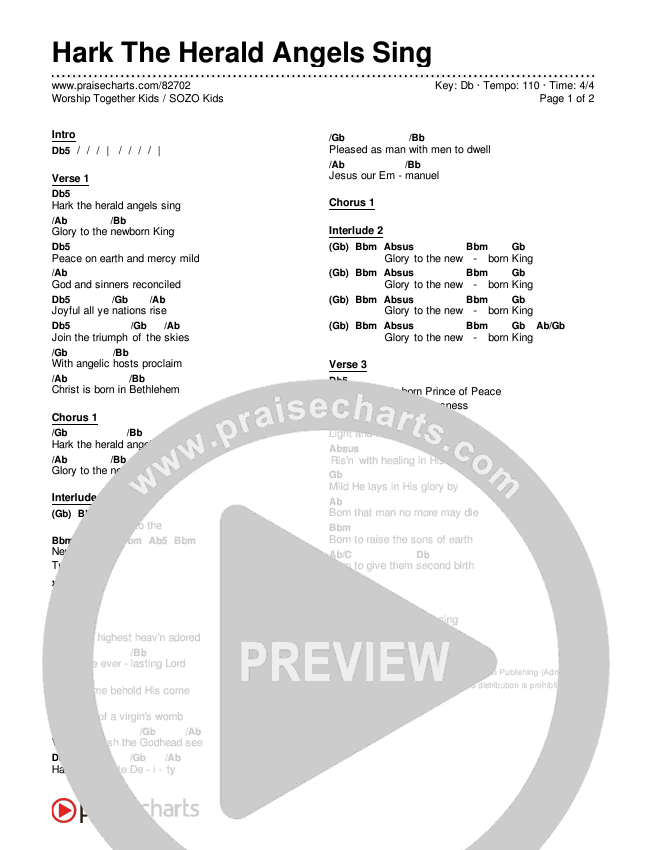 Hark The Herald Angels Sing Chords & Lyrics (SOZO Kids / Worship Together Kids)