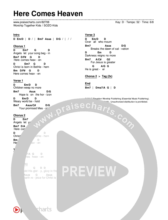 Here Comes Heaven Chords & Lyrics (SOZO Kids / Worship Together Kids)