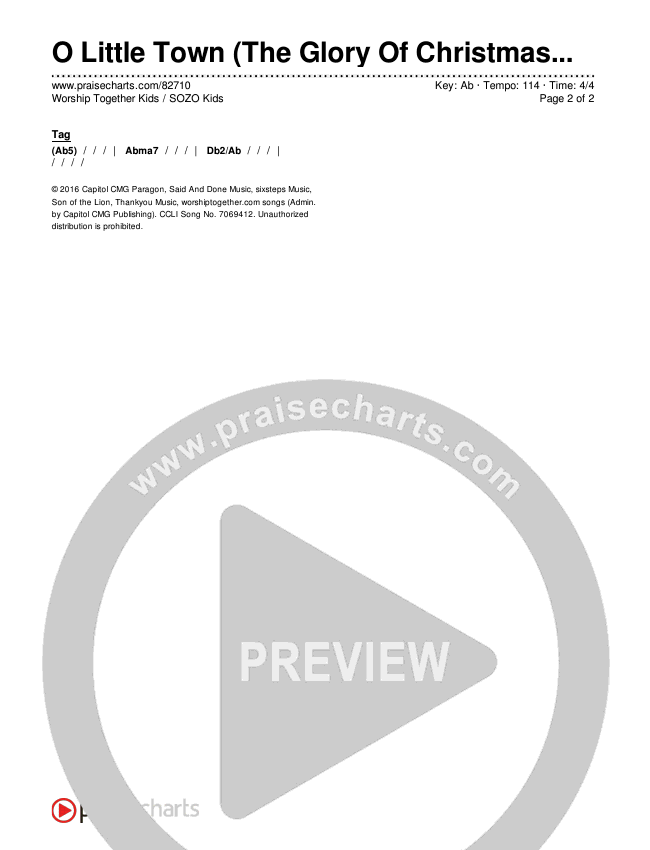 O Little Town (The Glory Of Christmas) Chords & Lyrics (SOZO Kids / Worship Together Kids)