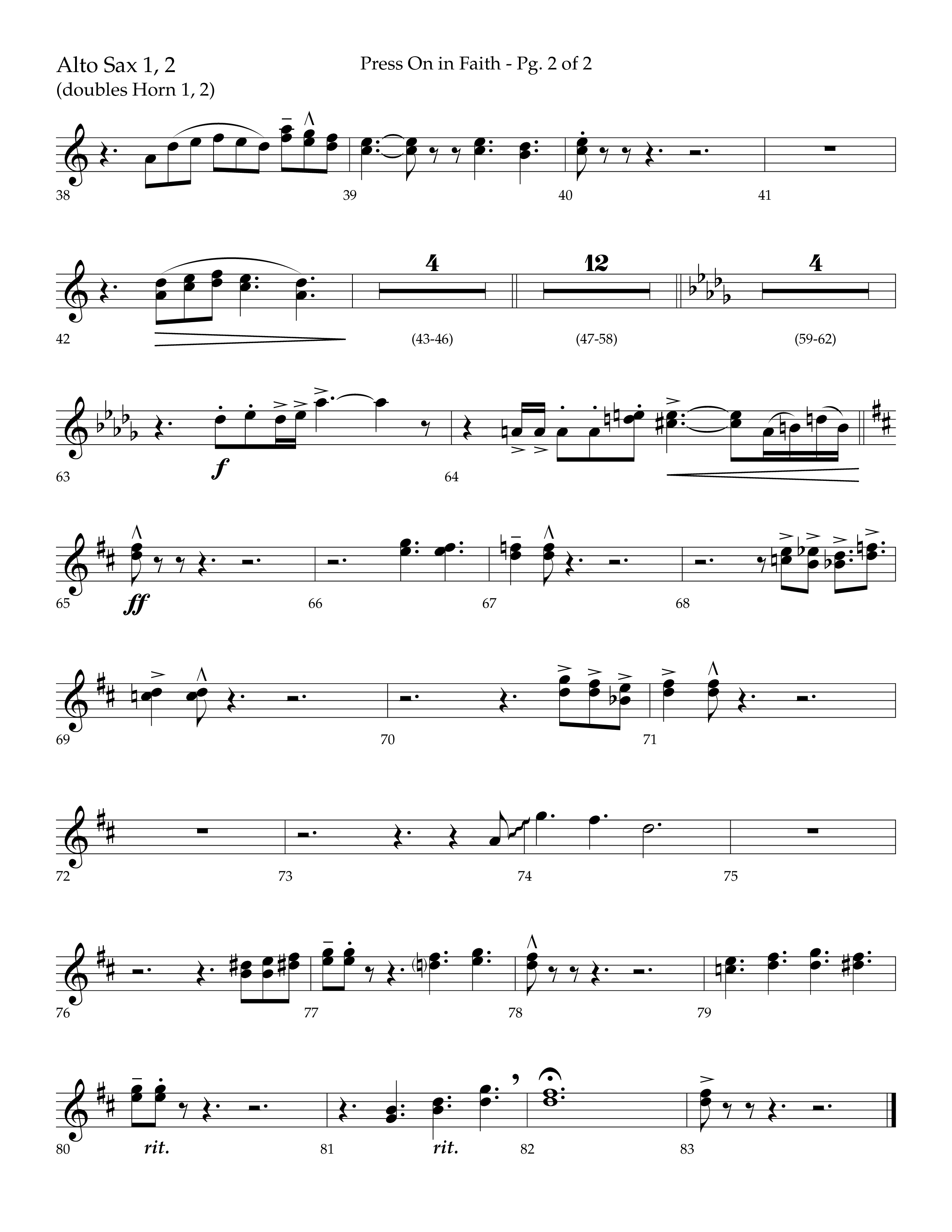 Press On In Faith with We’ve Come This Far By Faith Choral Anthem SATB Alto Sax 1/2 (Lifeway Choral / Orch. Bradley Knight)