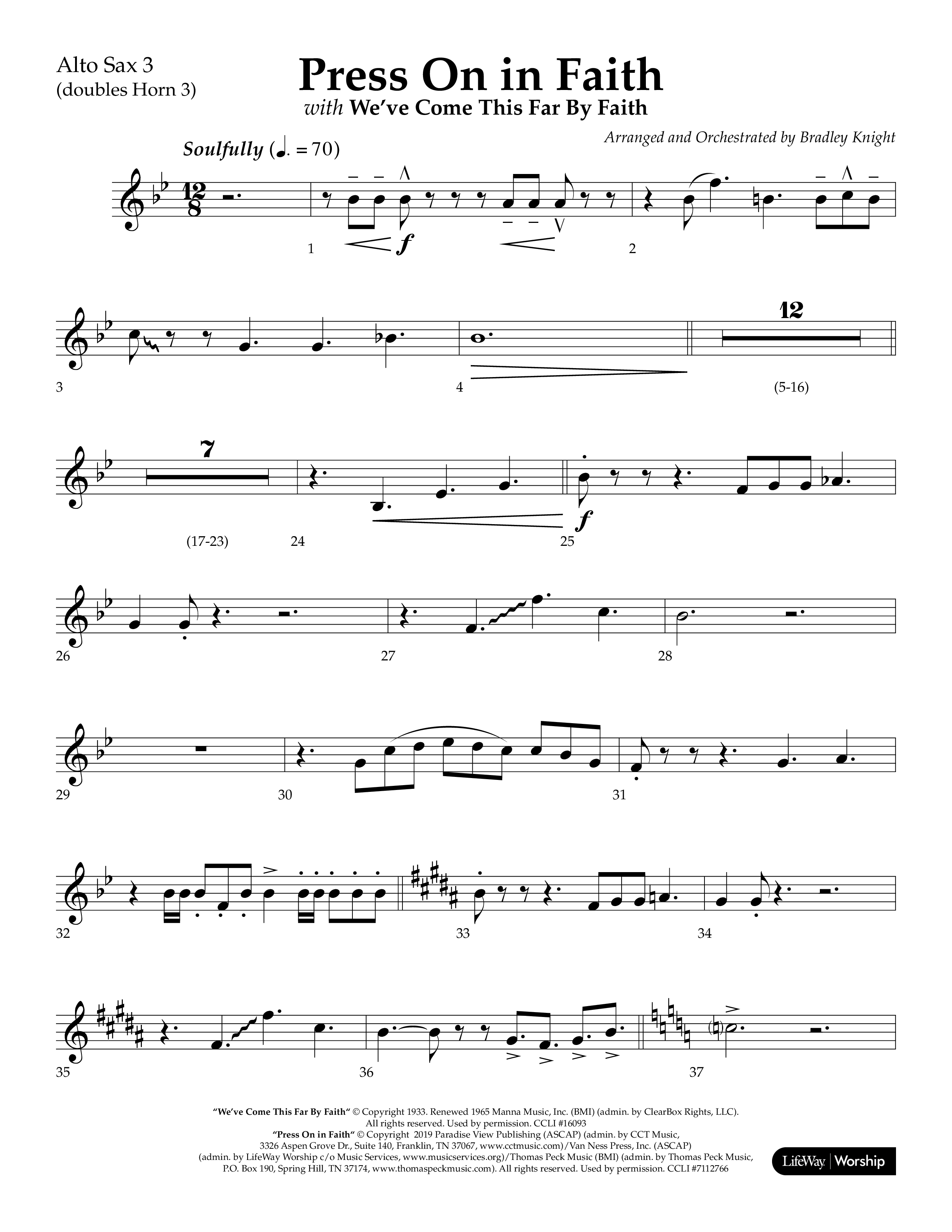 Press On In Faith with We’ve Come This Far By Faith Choral Anthem SATB Alto Sax (Lifeway Choral / Orch. Bradley Knight)