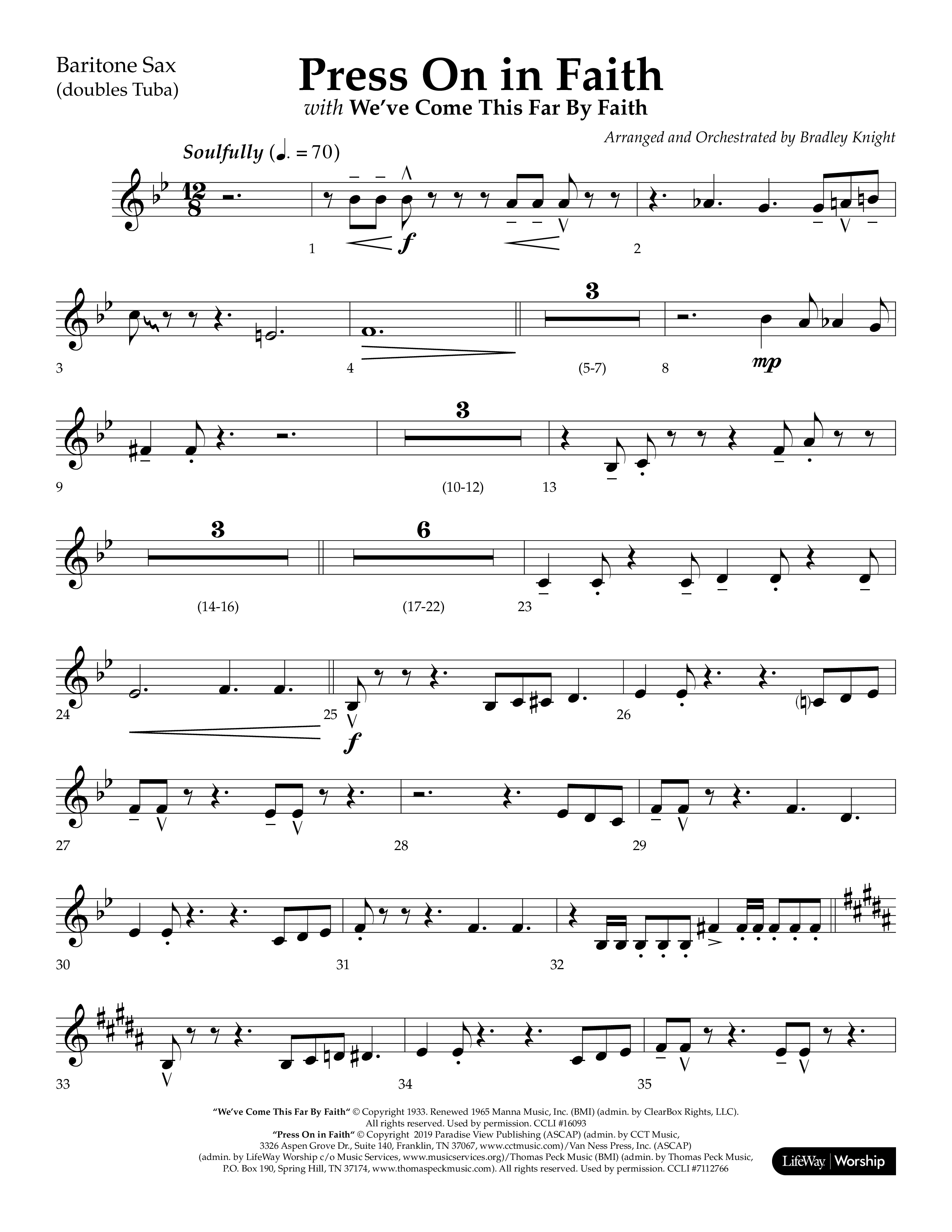 Press On In Faith with We’ve Come This Far By Faith Choral Anthem SATB Bari Sax (Lifeway Choral / Orch. Bradley Knight)