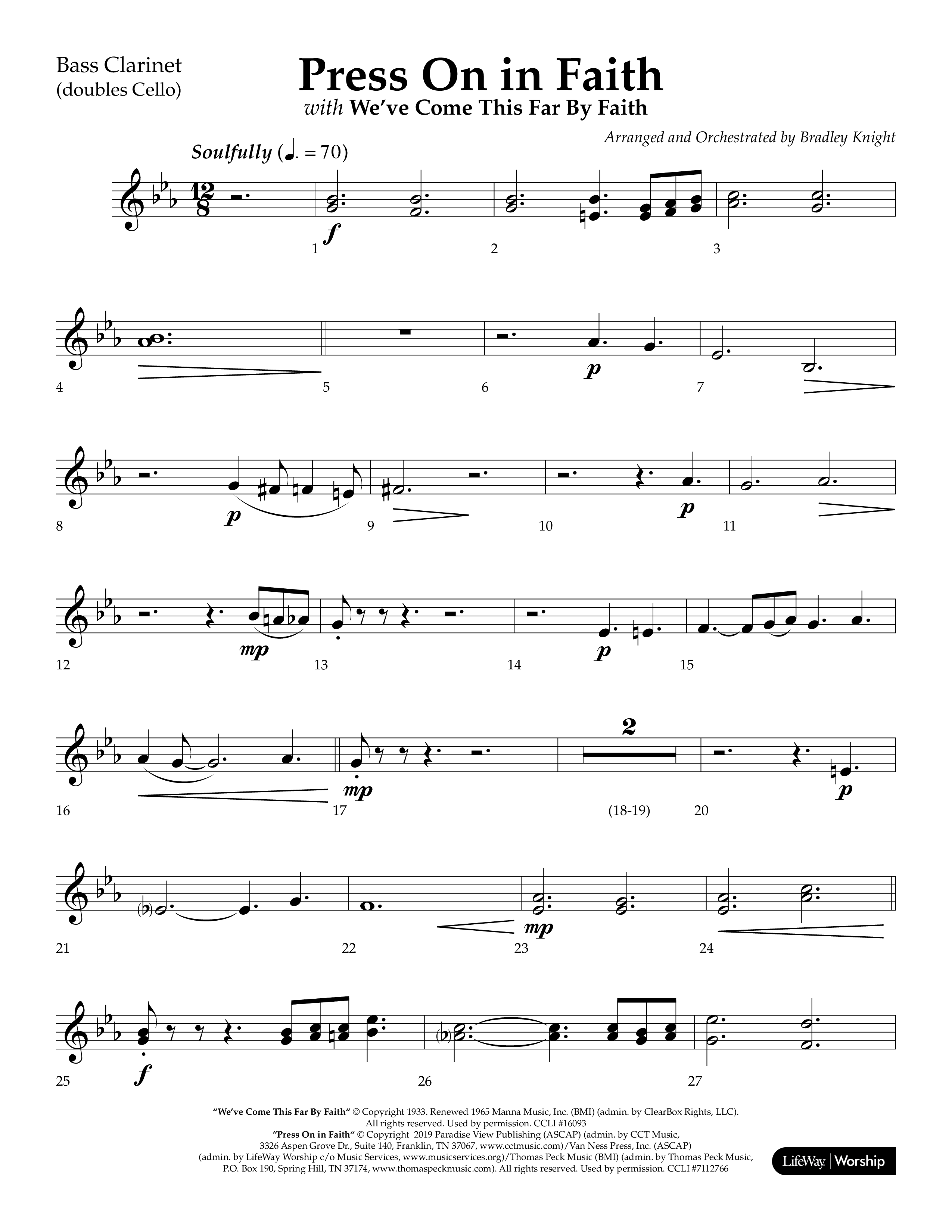 Press On In Faith with We’ve Come This Far By Faith Choral Anthem SATB Bass Clarinet (Lifeway Choral / Orch. Bradley Knight)
