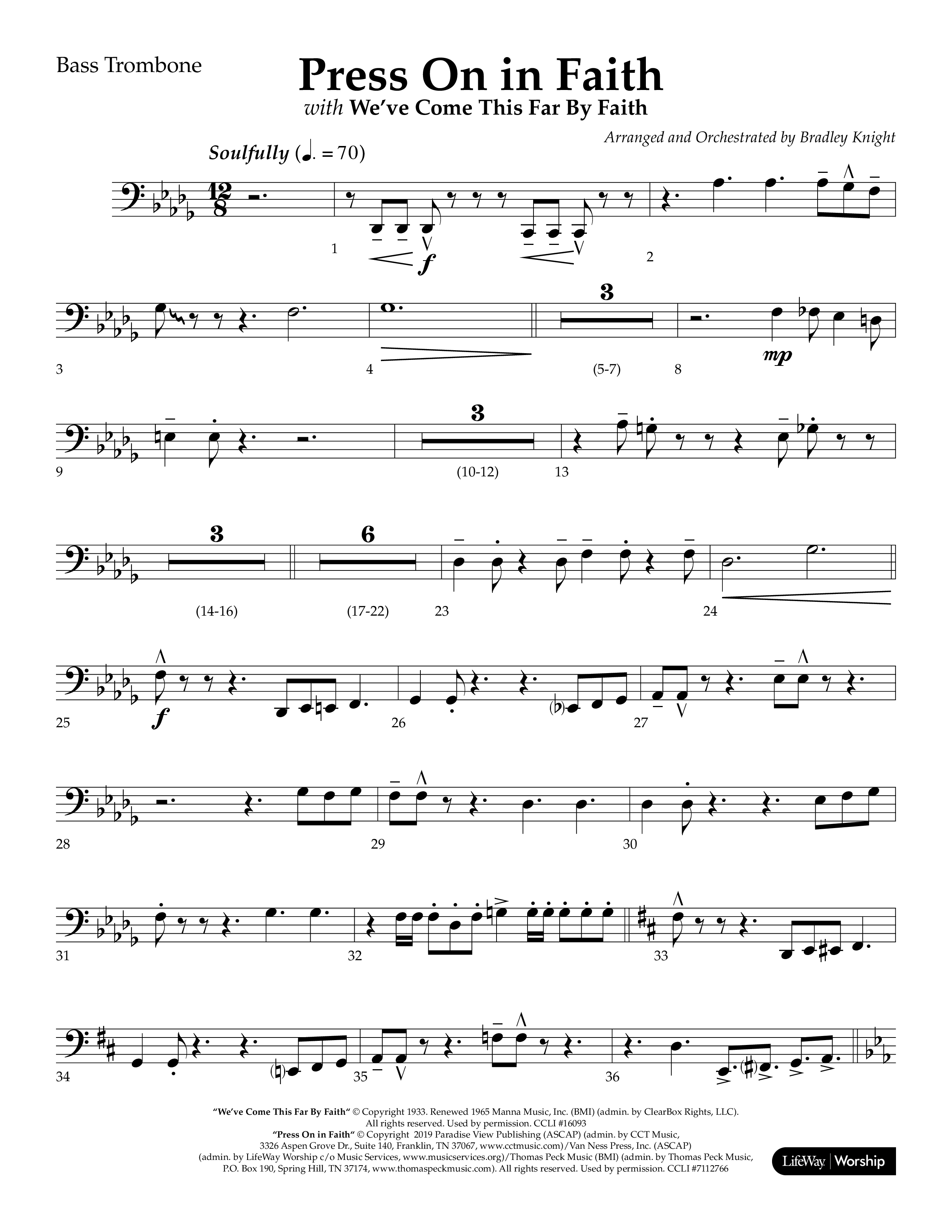 Press On In Faith with We’ve Come This Far By Faith Choral Anthem SATB Bass Trombone (Lifeway Choral / Orch. Bradley Knight)
