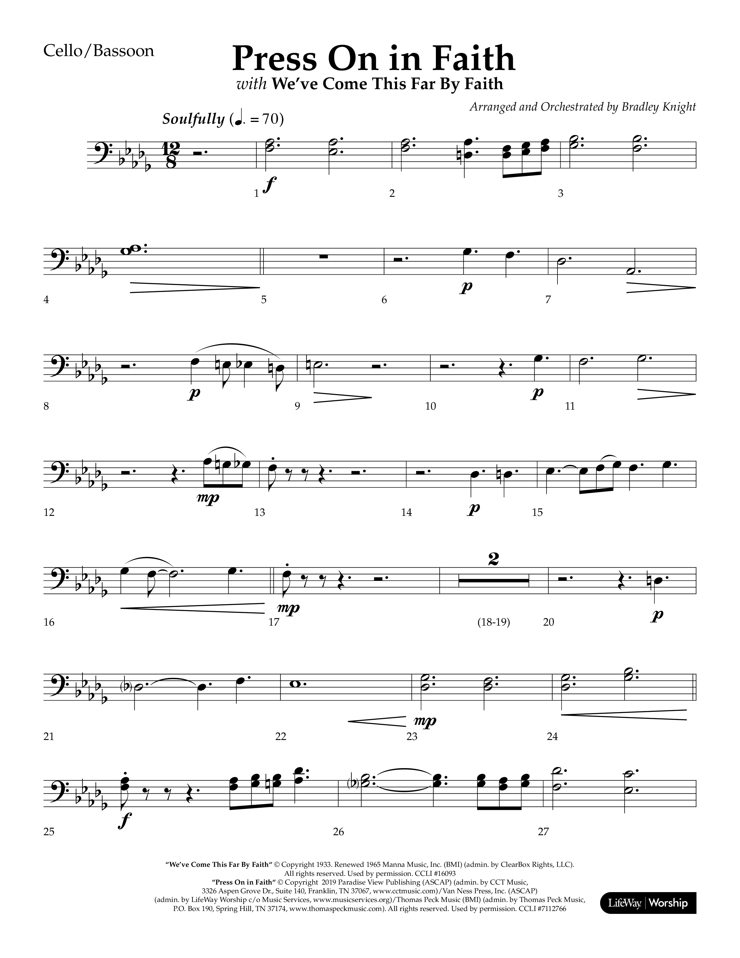 Press On In Faith with We’ve Come This Far By Faith Choral Anthem SATB Cello (Lifeway Choral / Orch. Bradley Knight)